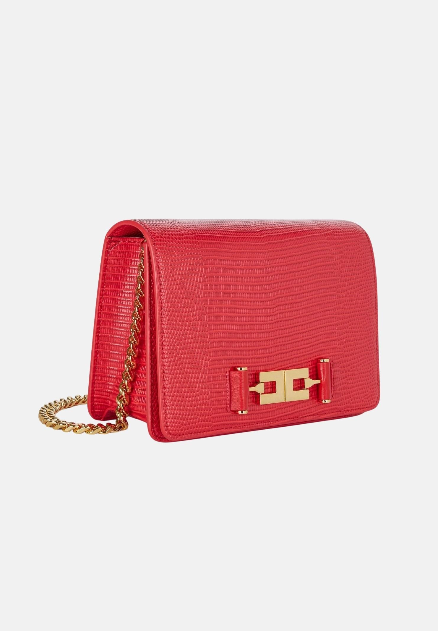 ELISABETTA FRACHI Borsa a tracolla red passion, rossa, da donna, con catena groumette e stampa effetto lucertola BS09A66E2 CG5 ELISABETTA FRANCHI