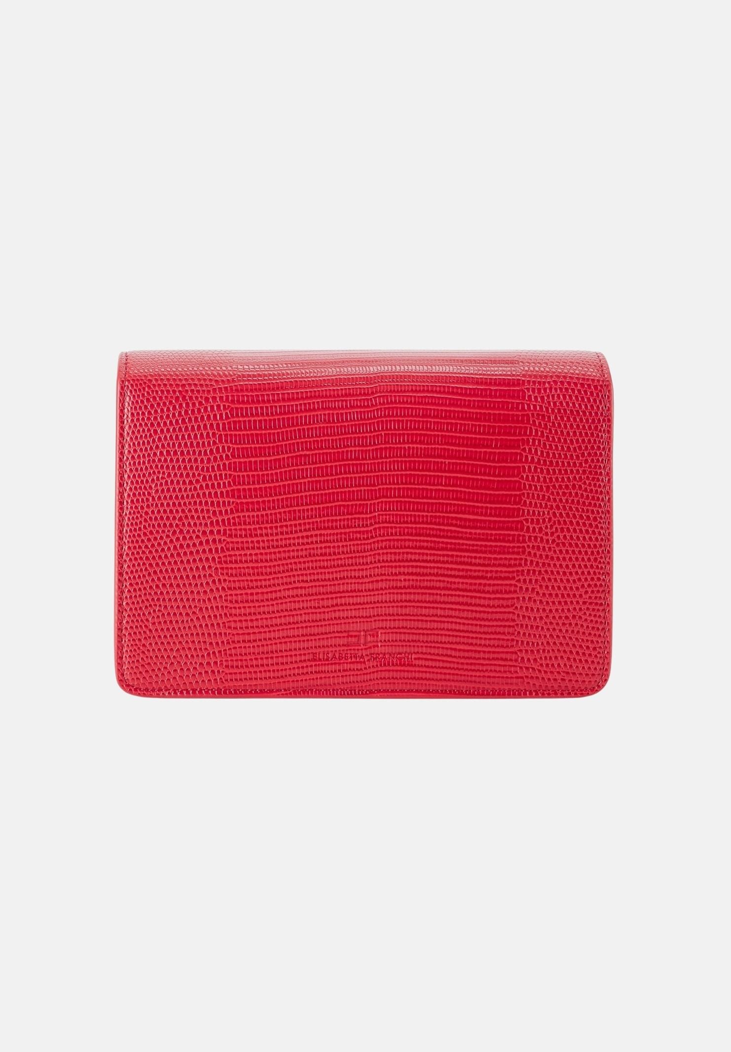ELISABETTA FRACHI Borsa a tracolla red passion, rossa, da donna, con catena groumette e stampa effetto lucertola BS09A66E2 CG5 ELISABETTA FRANCHI