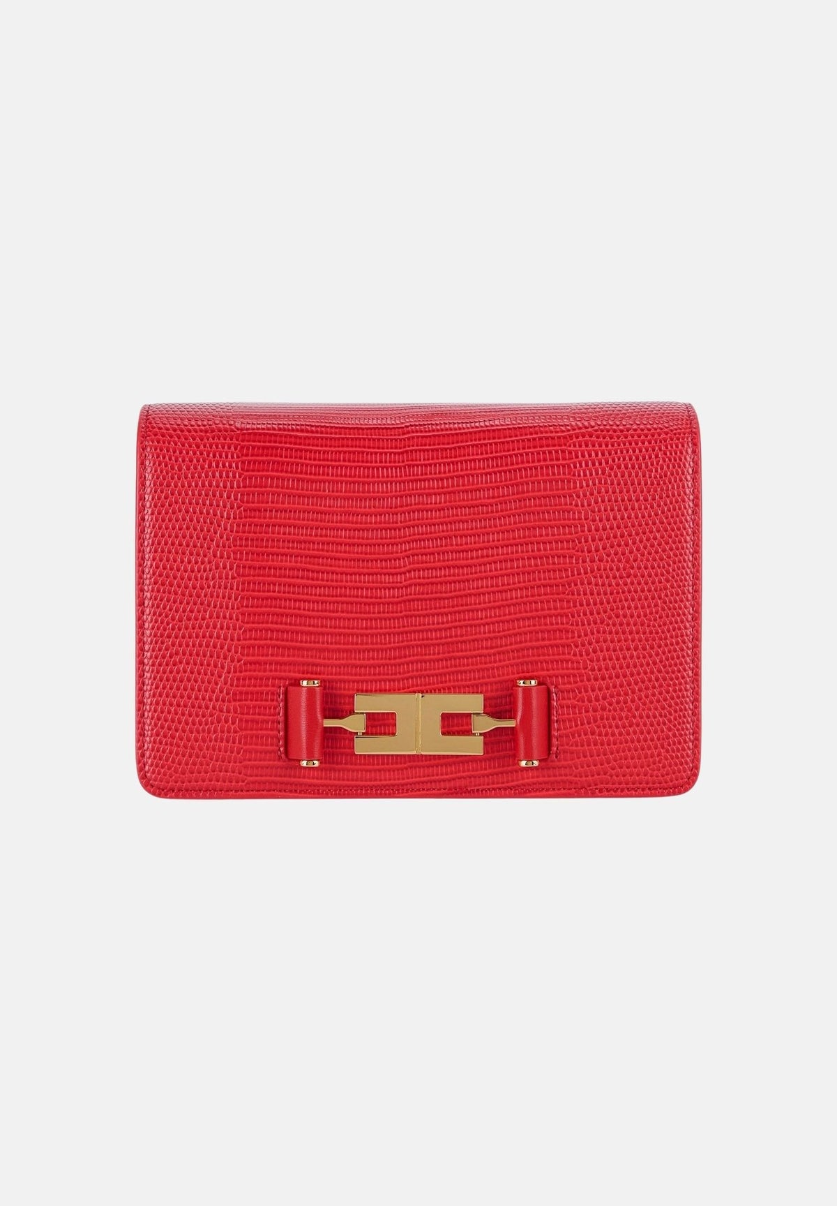 ELISABETTA FRACHI Borsa a tracolla in eco-pelle red passion, rossa, da donna, con catena groumette e stampa effetto lucertola BS09A66E2 CG5 ELISABETTA FRANCHI