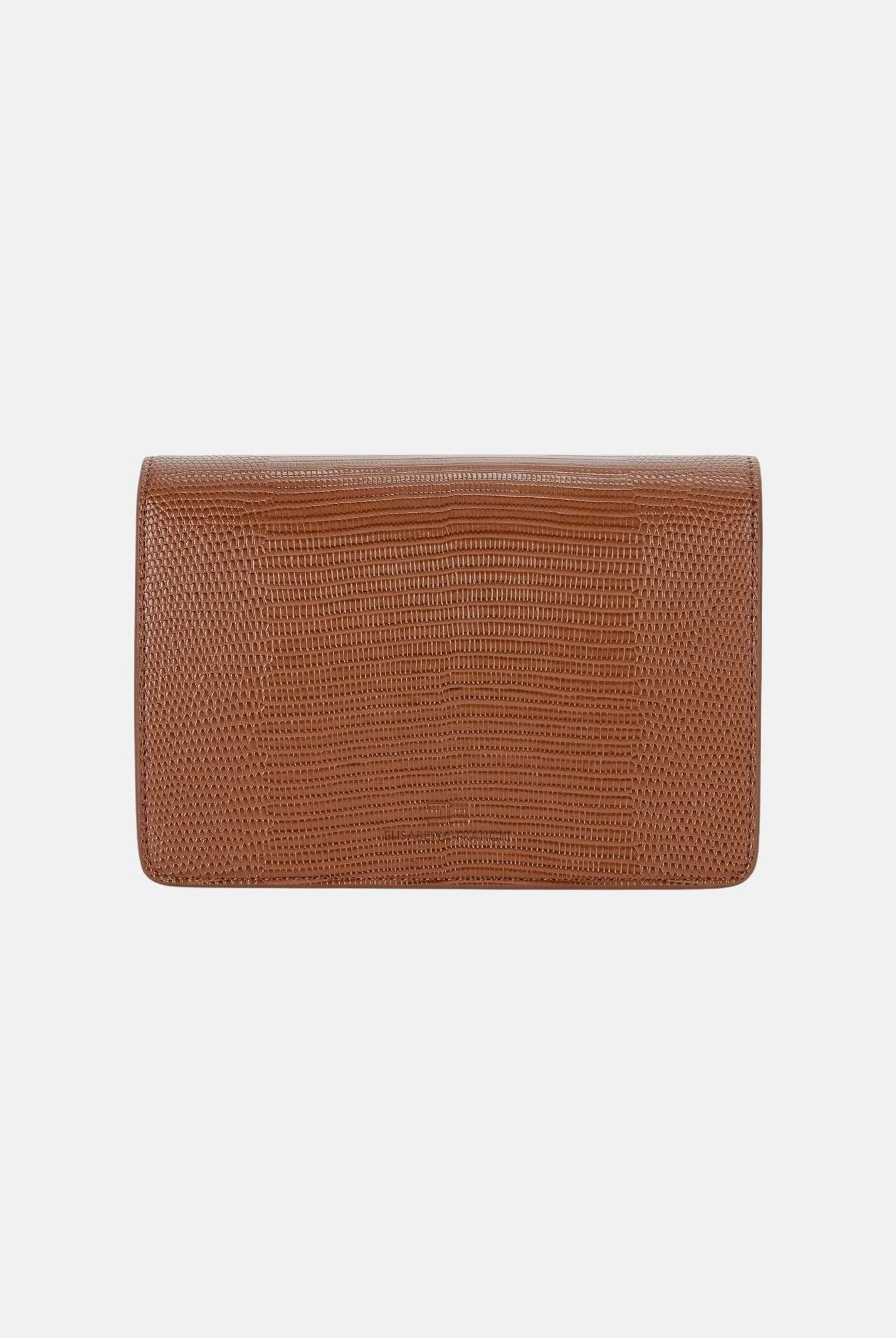 ELISABETTA FRANCHI Borsa a tracolla sigaro-marrone da donna con catena groumette e stampa effetto lucertola BS09A66E2 FK3 ELISABETTA FRANCHI