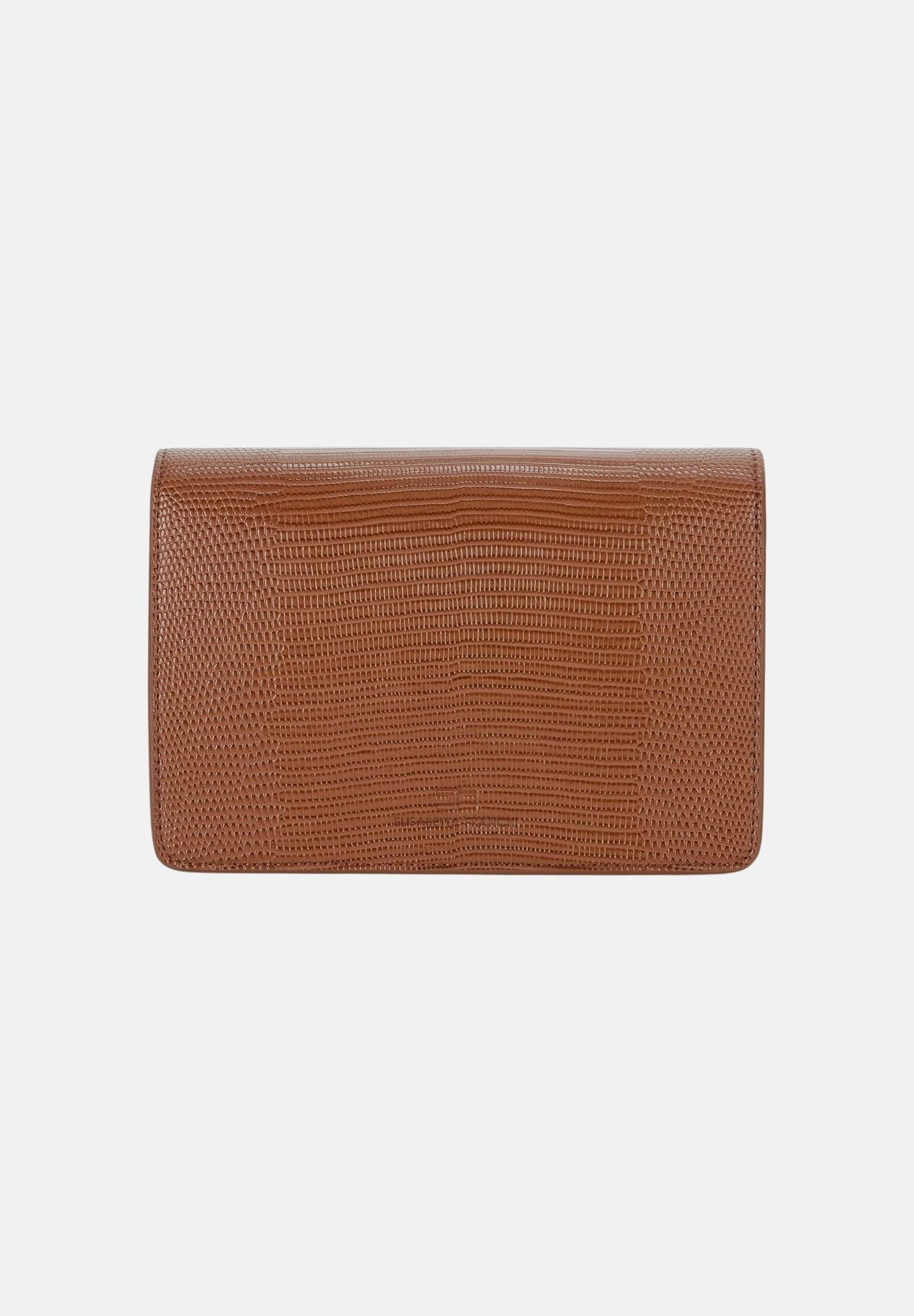 ELISABETTA FRANCHI Borsa a tracolla sigaro-marrone da donna con catena groumette e stampa effetto lucertola BS09A66E2 FK3 ELISABETTA FRANCHI