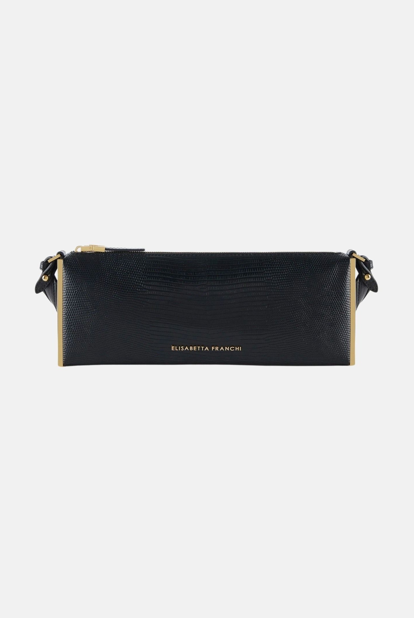 ELISABETTA FRANCHI Borsa a spalla nera da donna con stampa effetto lucertola BS15A66E2 110 ELISABETTA FRANCHI