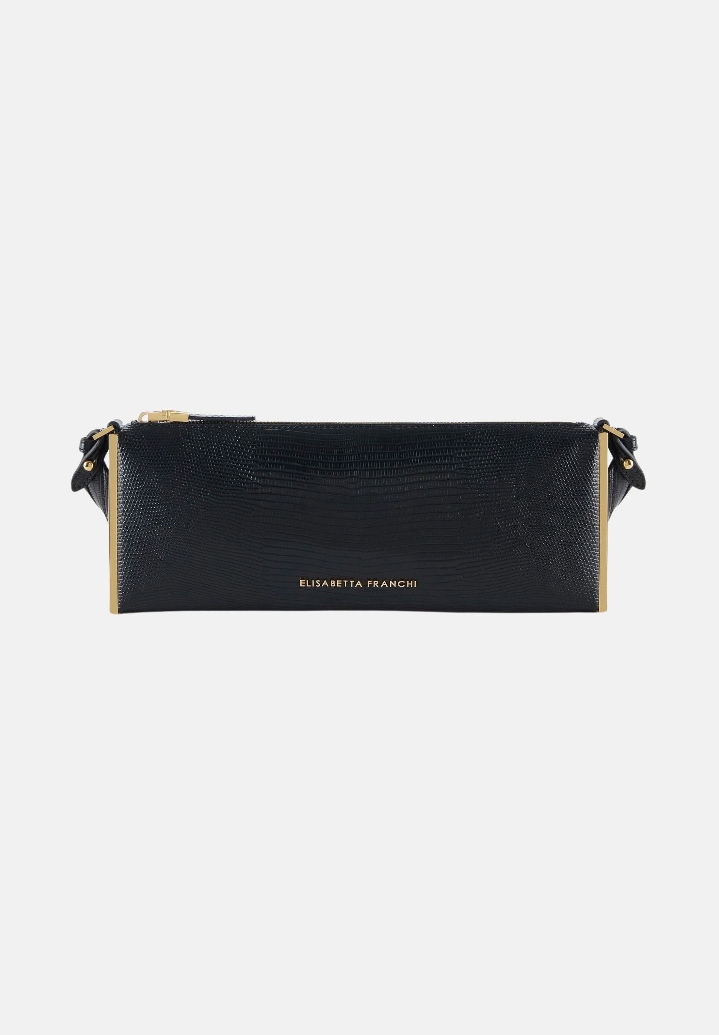 ELISABETTA FRANCHI Borsa a spalla nera da donna con stampa effetto lucertola BS15A66E2 110 ELISABETTA FRANCHI