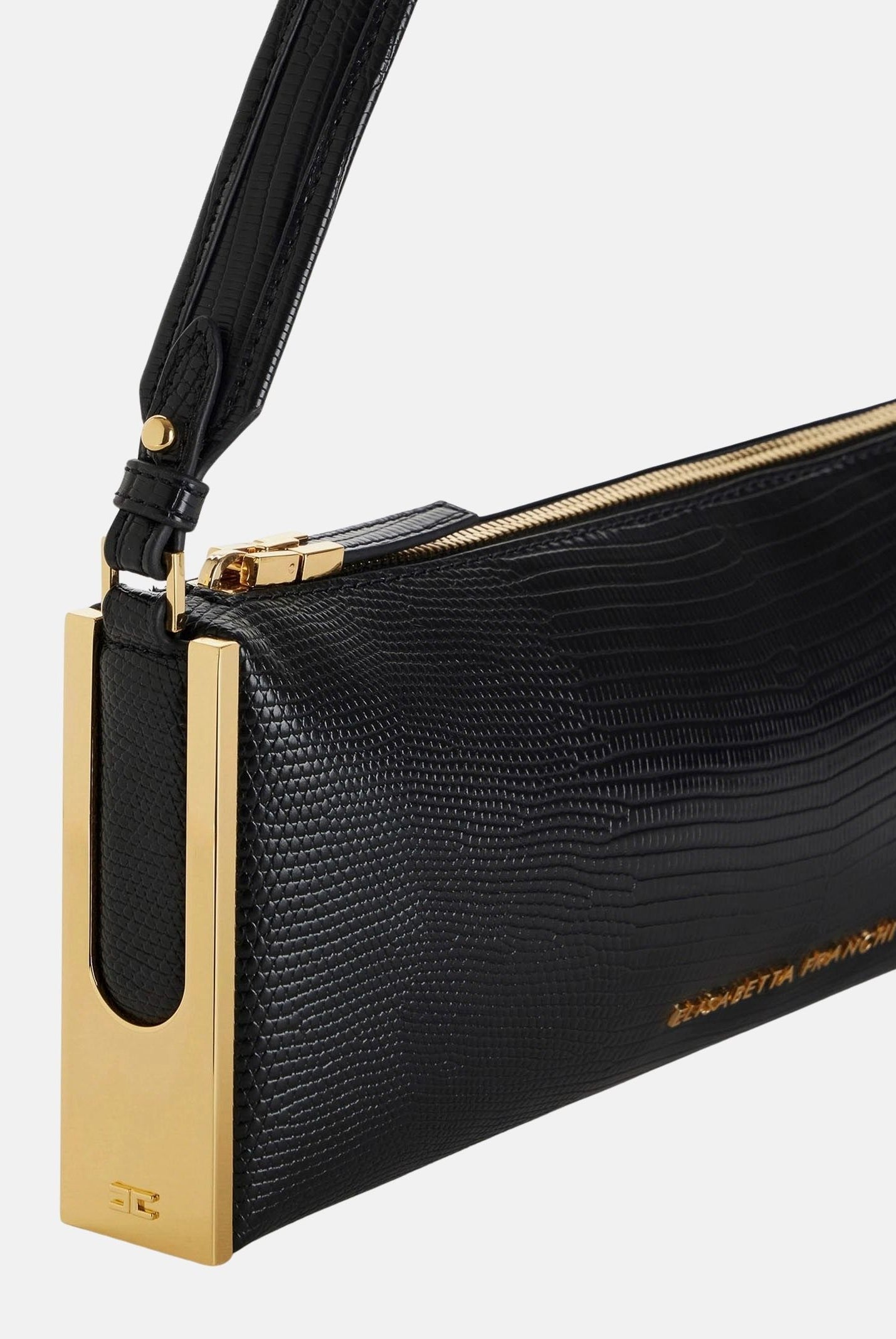 ELISABETTA FRANCHI Borsa a spalla nera da donna con stampa effetto lucertola BS15A66E2 110 ELISABETTA FRANCHI
