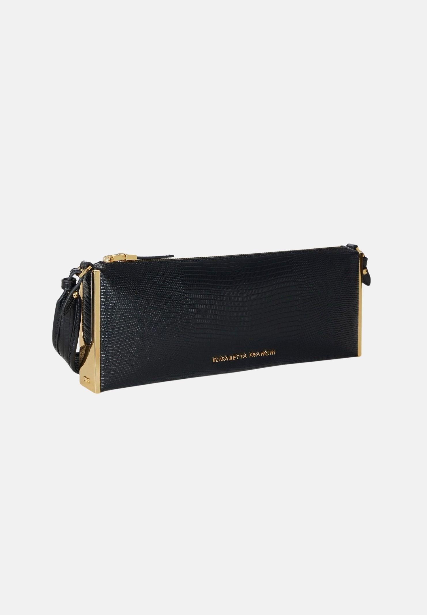 ELISABETTA FRANCHI Borsa a spalla nera da donna con stampa effetto lucertola BS15A66E2 110 ELISABETTA FRANCHI