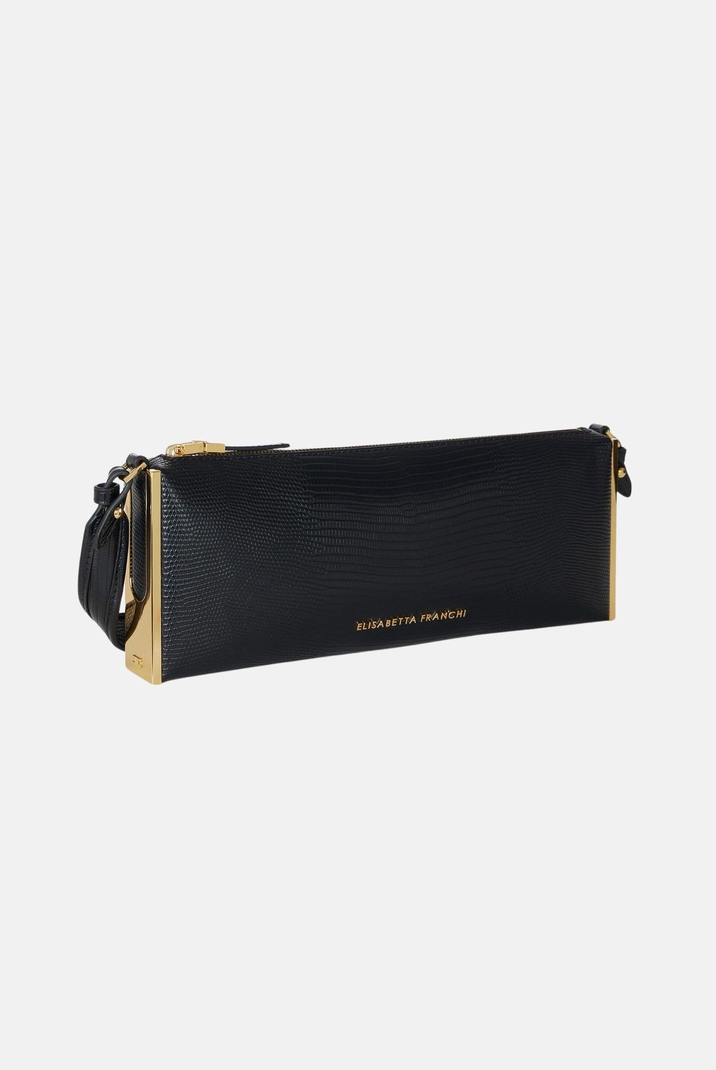 ELISABETTA FRANCHI Borsa a spalla nera da donna con stampa effetto lucertola BS15A66E2 110 ELISABETTA FRANCHI