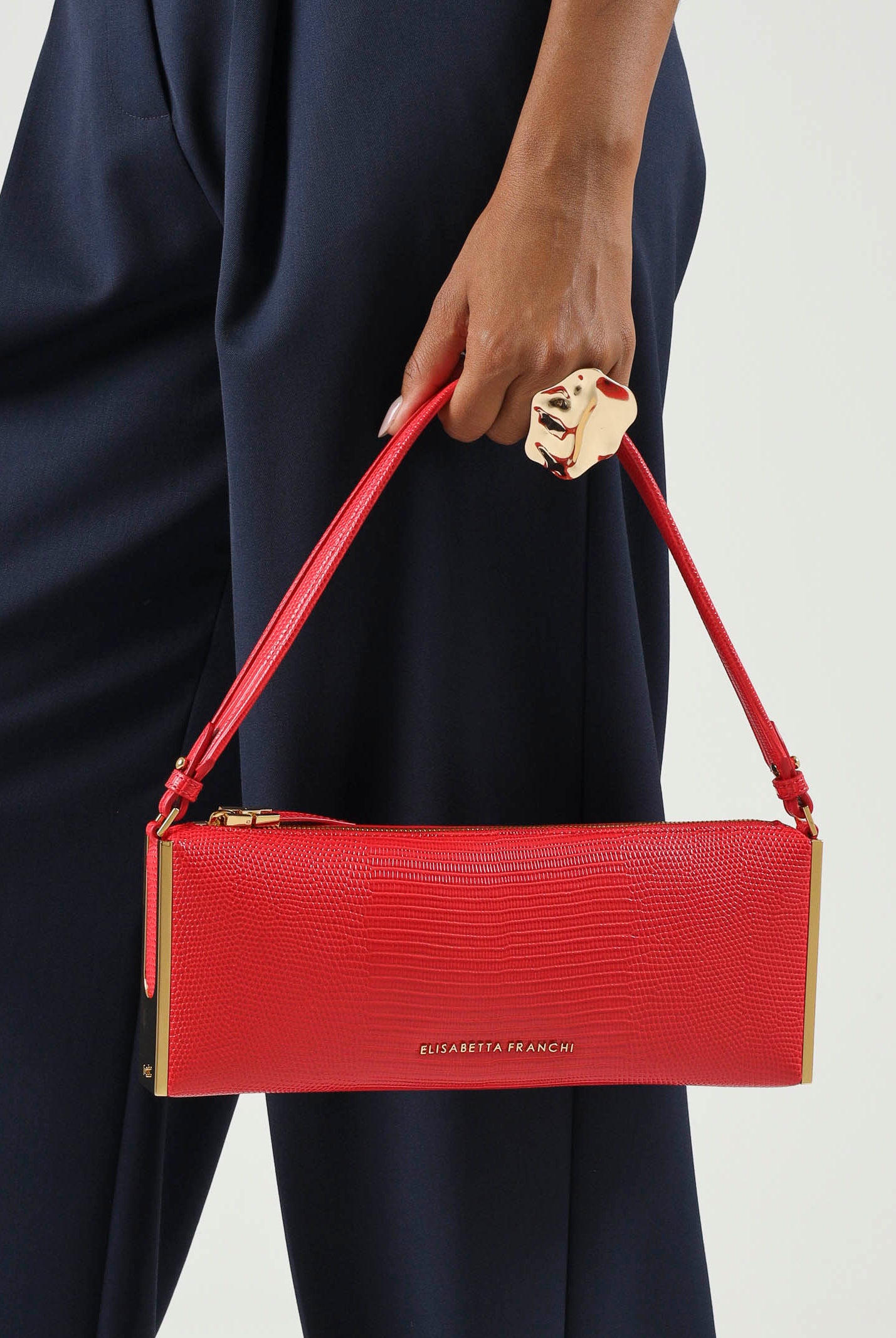 ELISABETTA FRANCHI Borsa a spalla red passion rossa da donna con stampa lucertola BS15A66E2 CG5 ELISABETTA FRANCHI