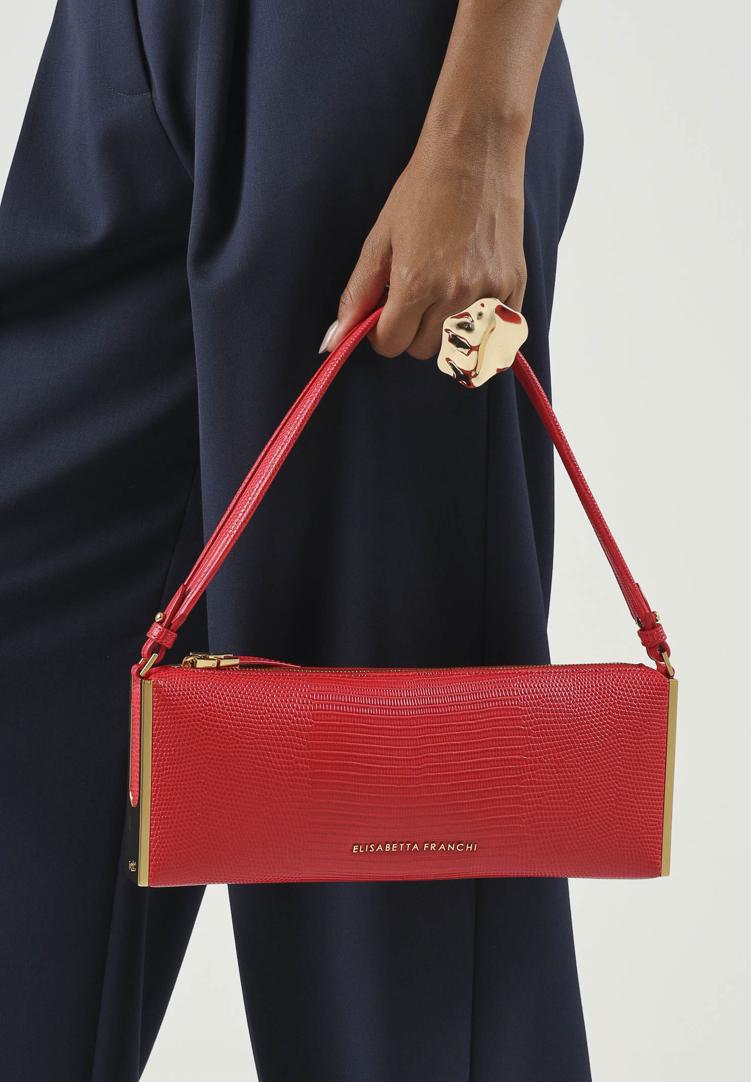 ELISABETTA FRANCHI Borsa a spalla red passion rossa da donna con stampa lucertola BS15A66E2 CG5 ELISABETTA FRANCHI