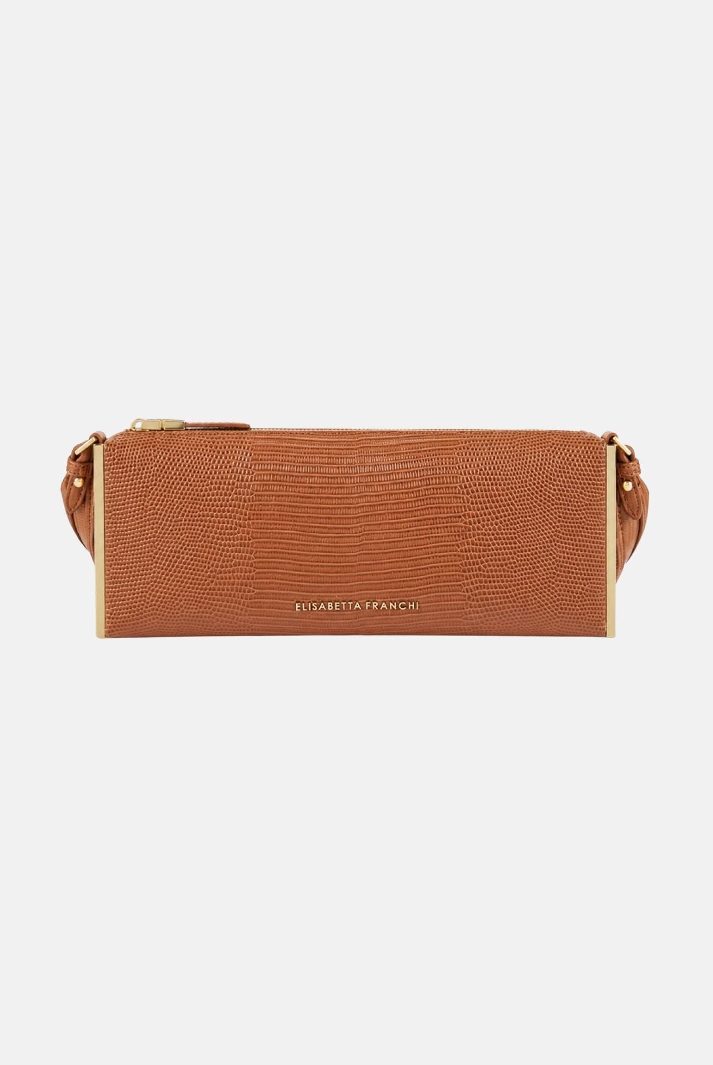 ELISABETTA FRANCHI Borsa a spalla sigaro-marrone da donna con stampa lucertola BS15A66E2 FK3 ELISABETTA FRANCHI