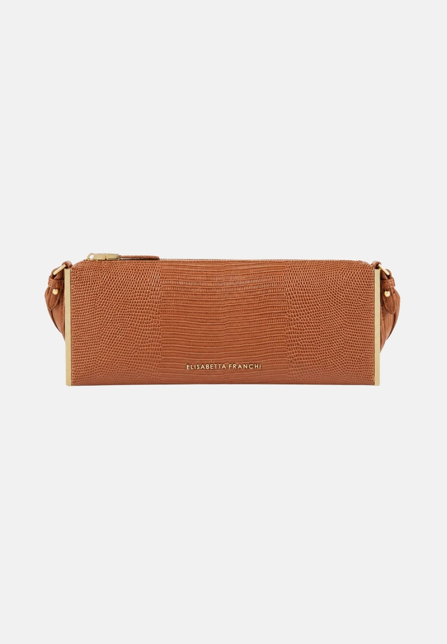 ELISABETTA FRANCHI Borsa a spalla sigaro-marrone da donna con stampa lucertola BS15A66E2 FK3 ELISABETTA FRANCHI