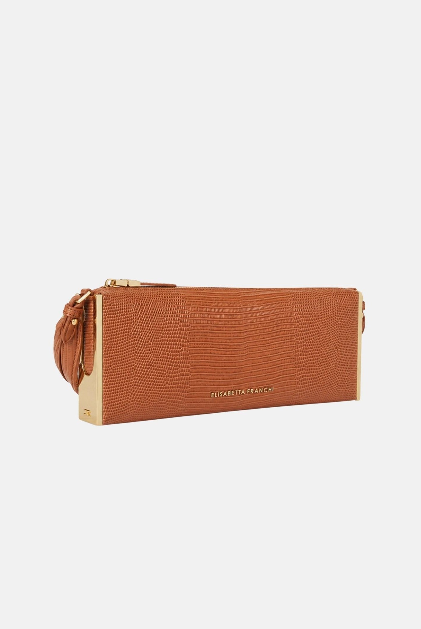 ELISABETTA FRANCHI Borsa a spalla sigaro-marrone da donna con stampa lucertola BS15A66E2 FK3 ELISABETTA FRANCHI