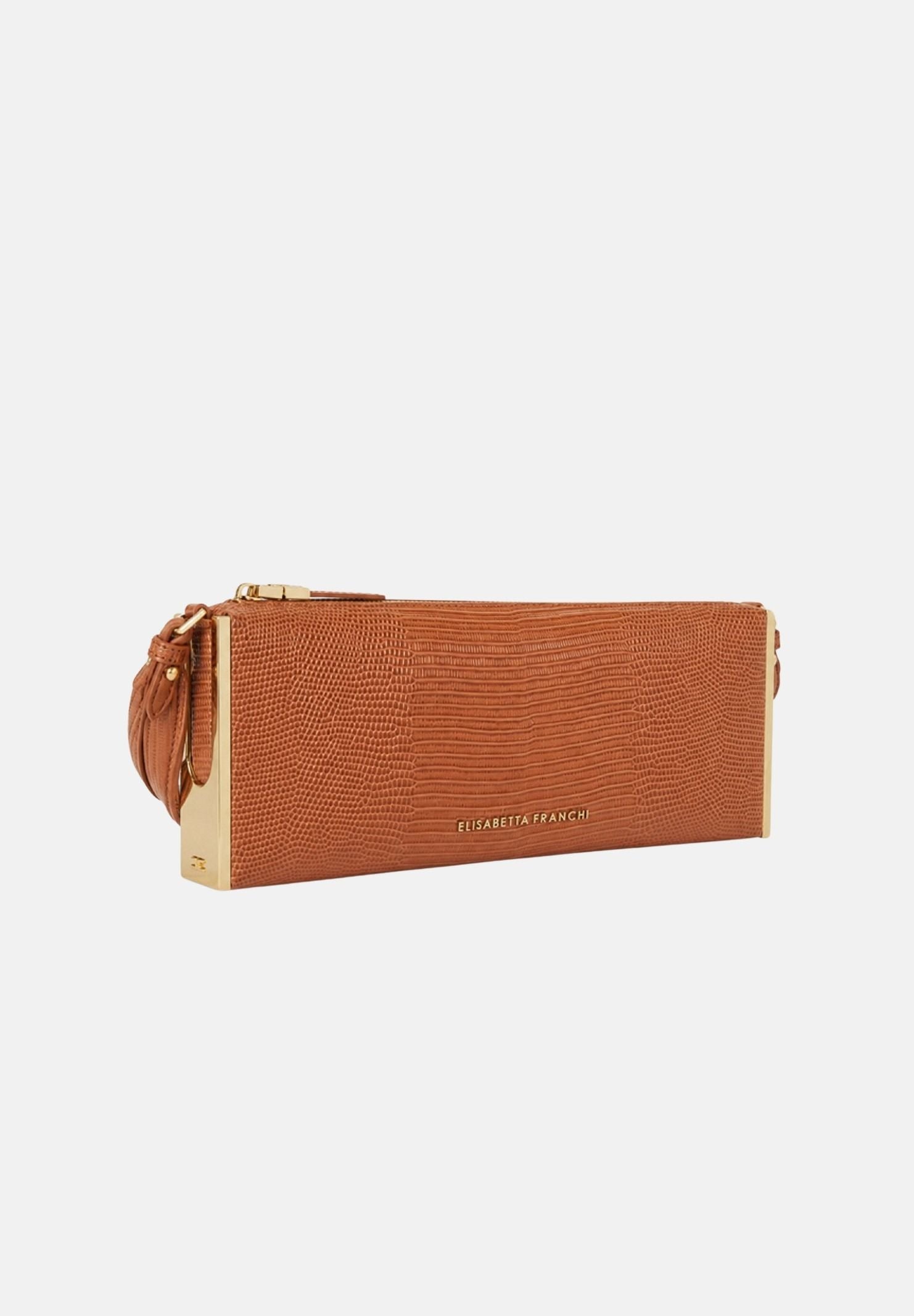 ELISABETTA FRANCHI Borsa a spalla sigaro-marrone da donna con stampa lucertola BS15A66E2 FK3 ELISABETTA FRANCHI