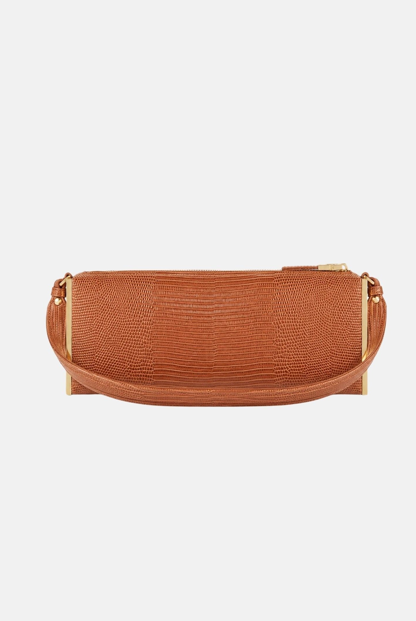 ELISABETTA FRANCHI Borsa a spalla sigaro-marrone da donna con stampa lucertola BS15A66E2 FK3 ELISABETTA FRANCHI