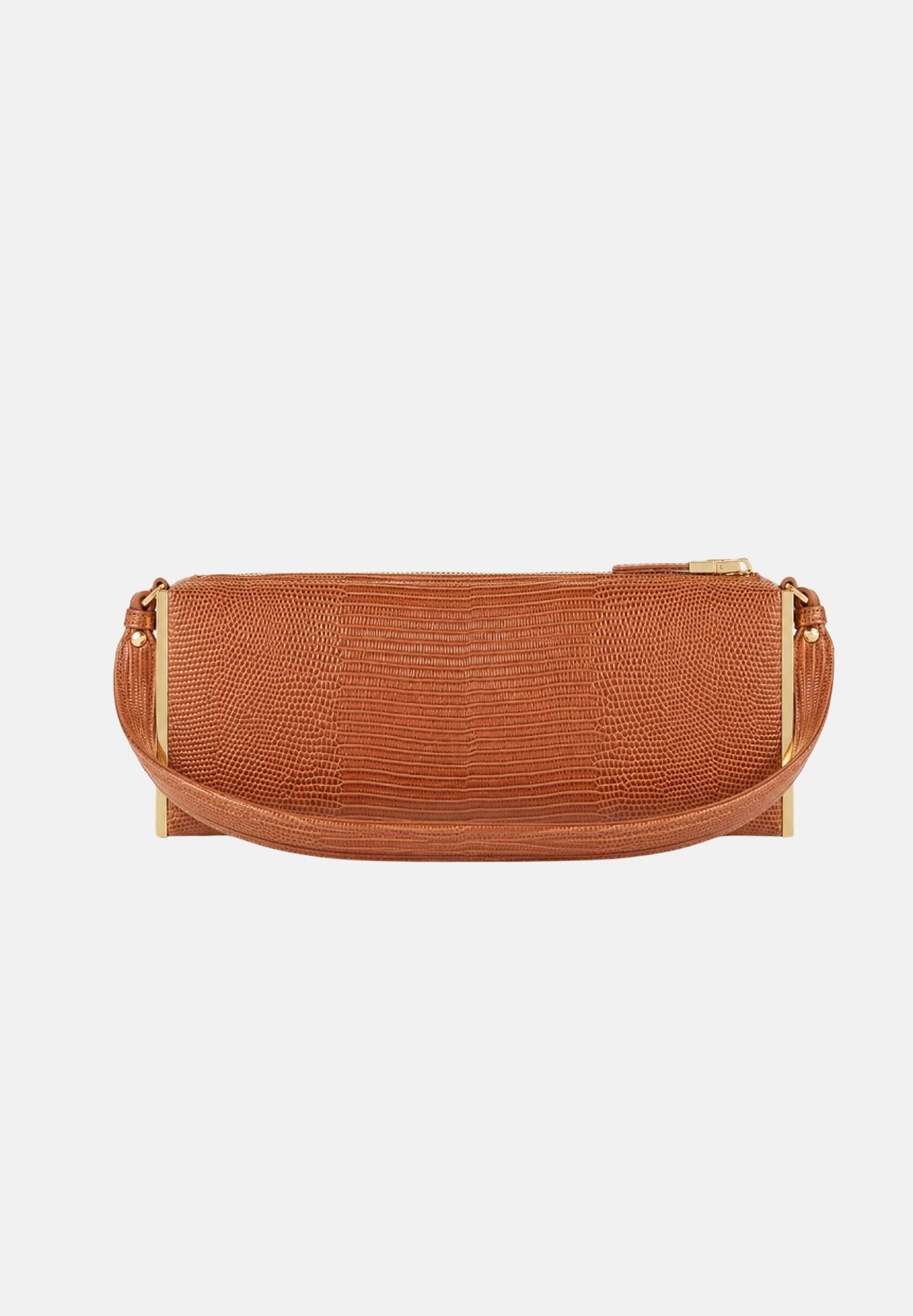ELISABETTA FRANCHI Borsa a spalla sigaro-marrone da donna con stampa lucertola BS15A66E2 FK3 ELISABETTA FRANCHI