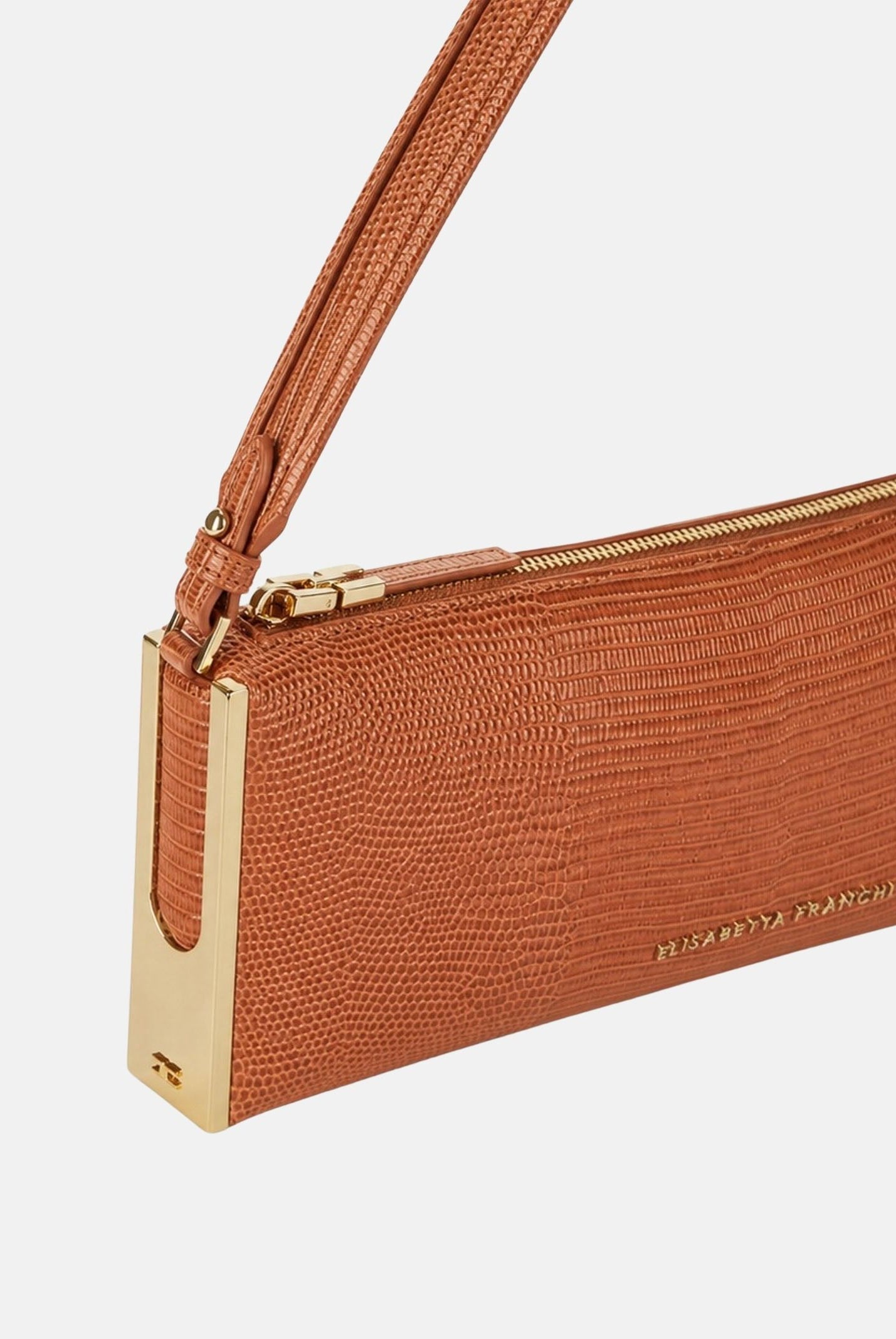 ELISABETTA FRANCHI Borsa a spalla sigaro-marrone da donna con stampa lucertola BS15A66E2 FK3 ELISABETTA FRANCHI