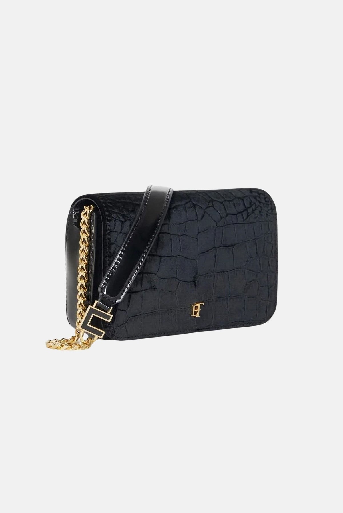 ELISABETTA FRANCHI Pochette nera per donna con lavorazione effetto coccodrillo e chiusura elegante. BS20A67E2 110 ELISABETTA FRANCHI
