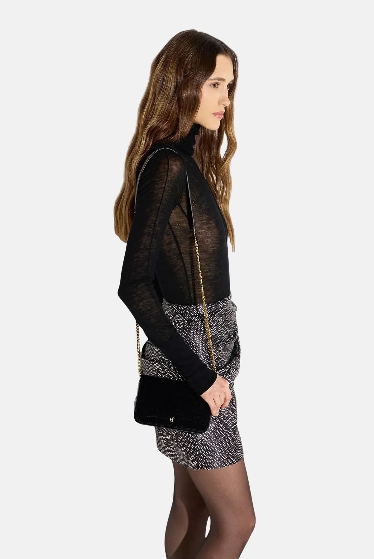 ELISABETTA FRANCHI Pochette nera per donna con lavorazione effetto coccodrillo e chiusura elegante. BS20A67E2 110 ELISABETTA FRANCHI
