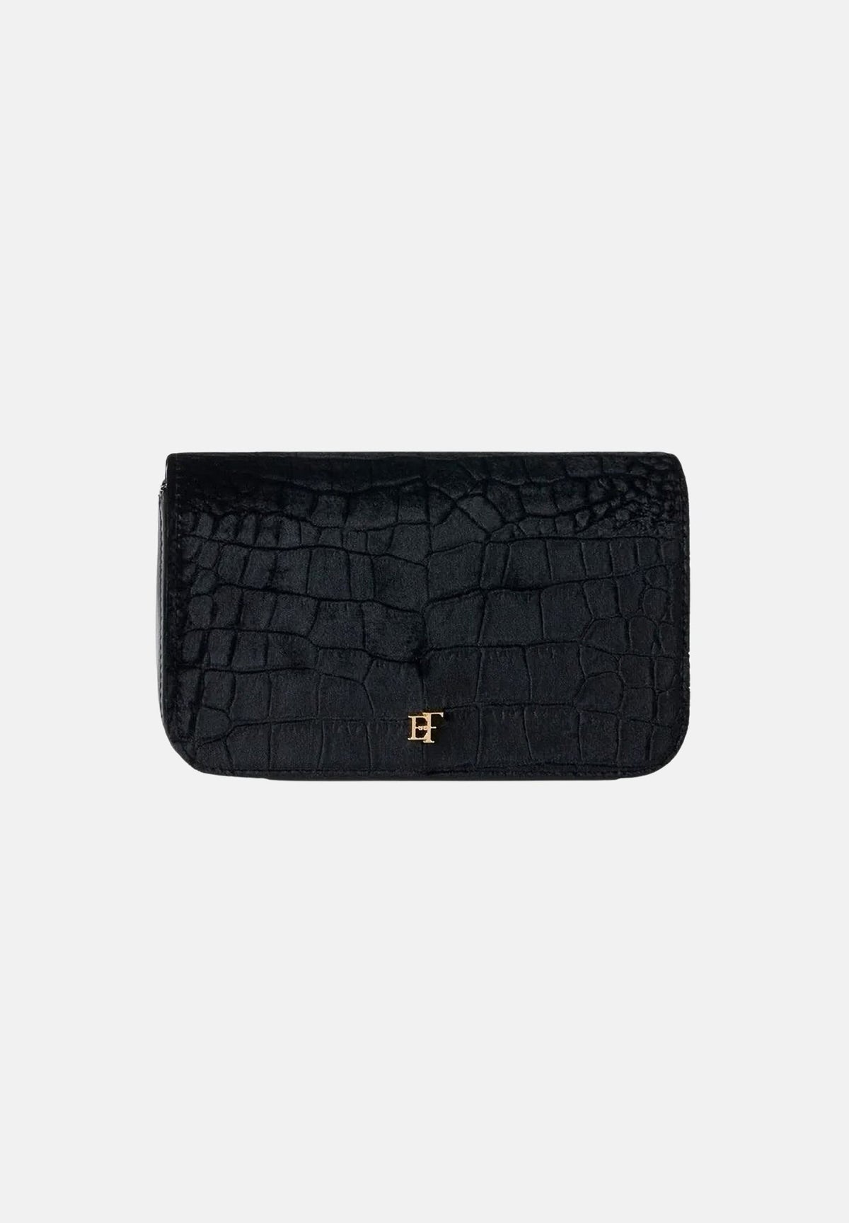 ELISABETTA FRANCHI Borsa a tracolla nera per donna con lavorazione effetto coccodrillo e chiusura elegante. BS20A67E2 110 ELISABETTA FRANCHI