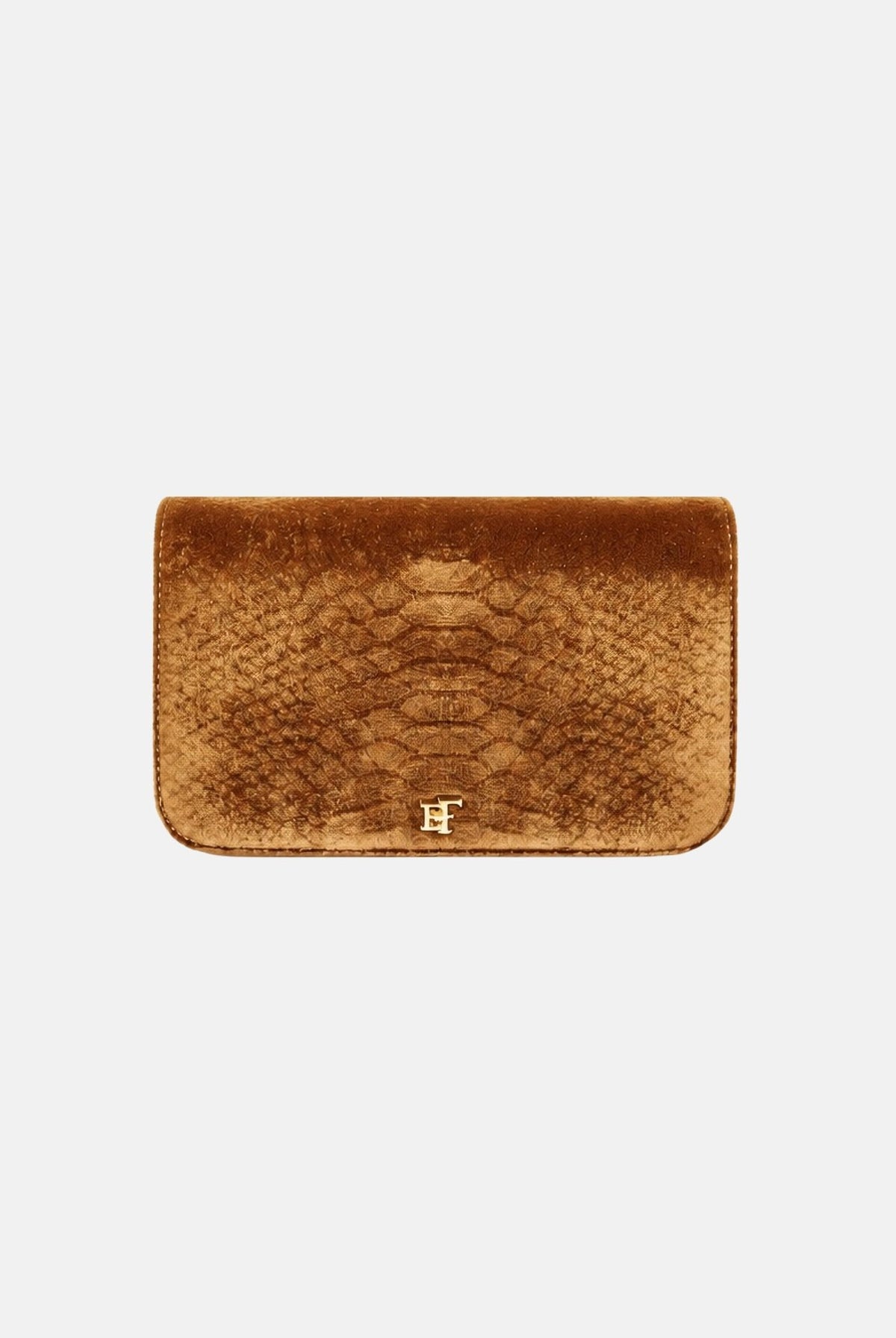ELISABETTA FRANCHI Borsa a tracolla in velluto ambra-giallo ocra per donna con lavorazione effetto coccodrillo BS20A67E2 940 ELISABETTA FRANCHI