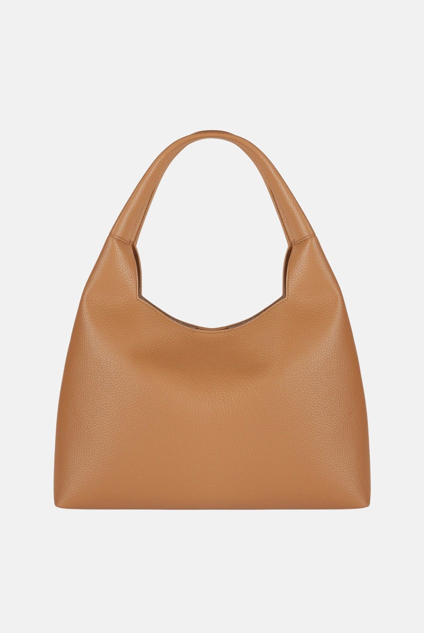 ELISABETTA FRANCHI Borsa HOBO a spalla daino-cuoio, da donna con zip laterali e charms logo pendenti.<BR/> BS23A66E2 AI6 ELISABETTA FRANCHI