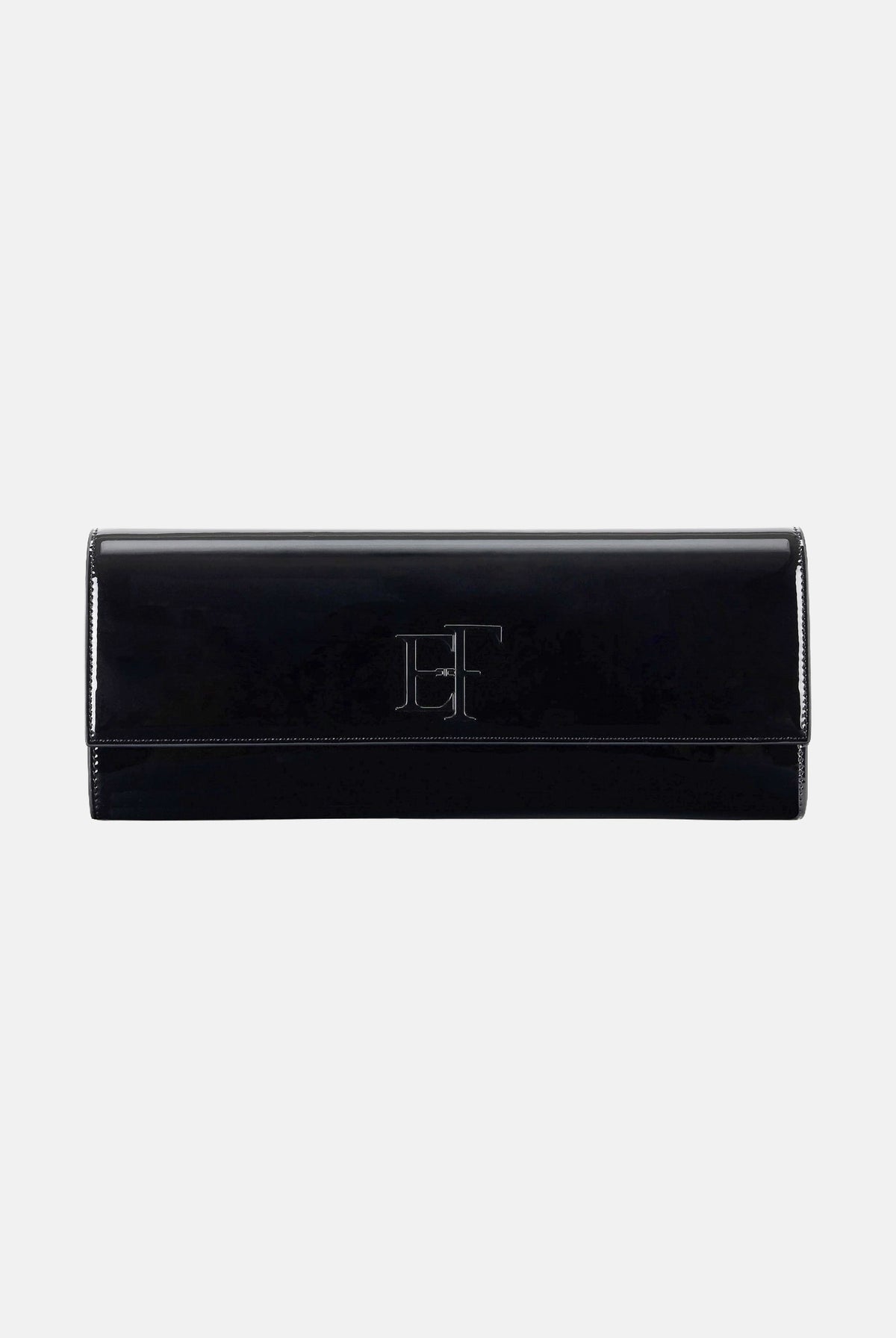 ELISABETTA FRANCHI Pochette nera da donna con chiusura a patta rigida e logo monogramma EF BS29A67E2 110 ELISABETTA FRANCHI