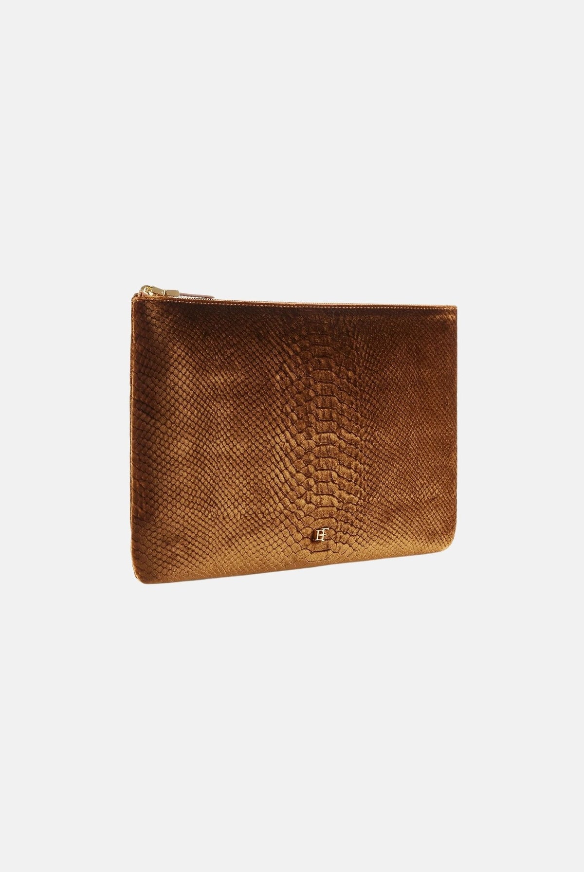 ELISABETTA FRANCHI Pochette in velluto a mano ambra per donna con elegante stampa effetto pitone e placca logata dorata BS81A67E2 940 ELISABETTA FRANCHI