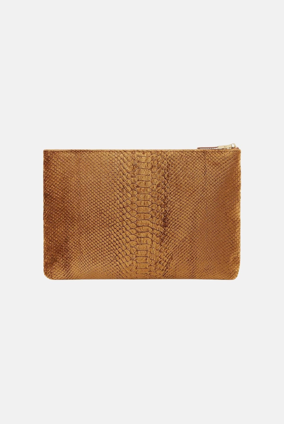 ELISABETTA FRANCHI Pochette in velluto a mano ambra per donna con elegante stampa effetto pitone e placca logata dorata BS81A67E2 940 ELISABETTA FRANCHI