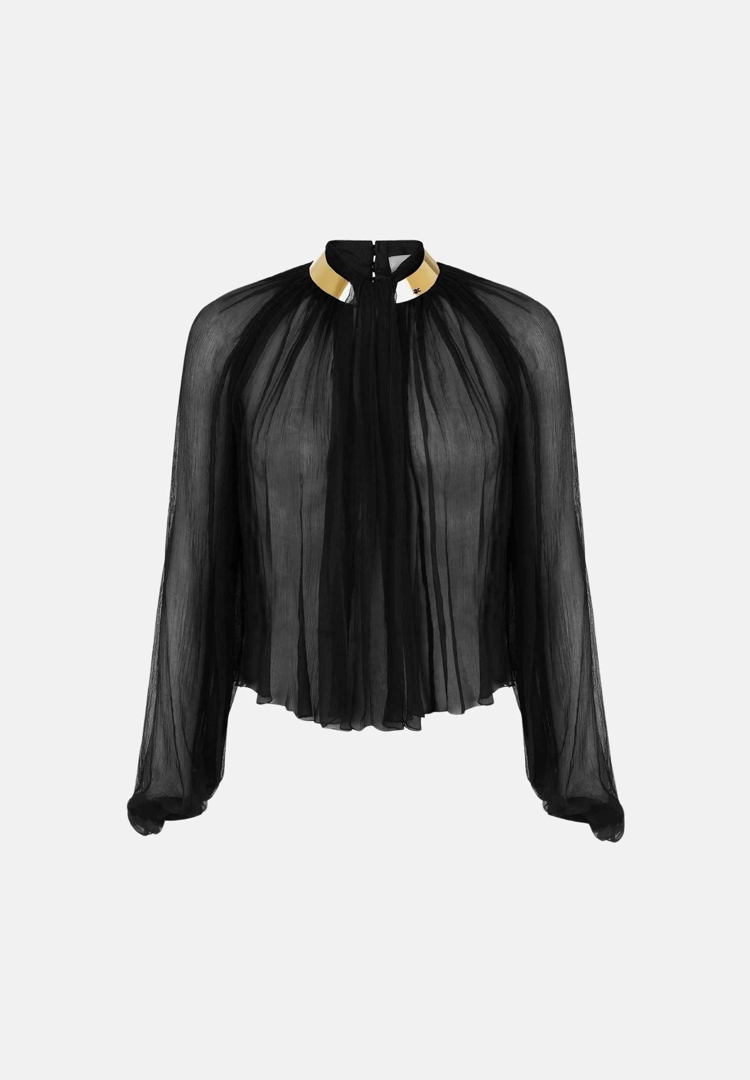 ELISABETTA FRANCHI Blusa nera da donna con lavorazioni a pieghe e arricciature. CA18966E2 110 ELISABETTA FRANCHI