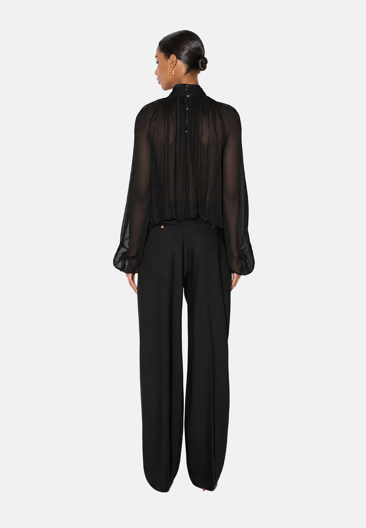 ELISABETTA FRANCHI Blusa nera da donna con lavorazioni a pieghe e arricciature. CA18966E2 110 ELISABETTA FRANCHI