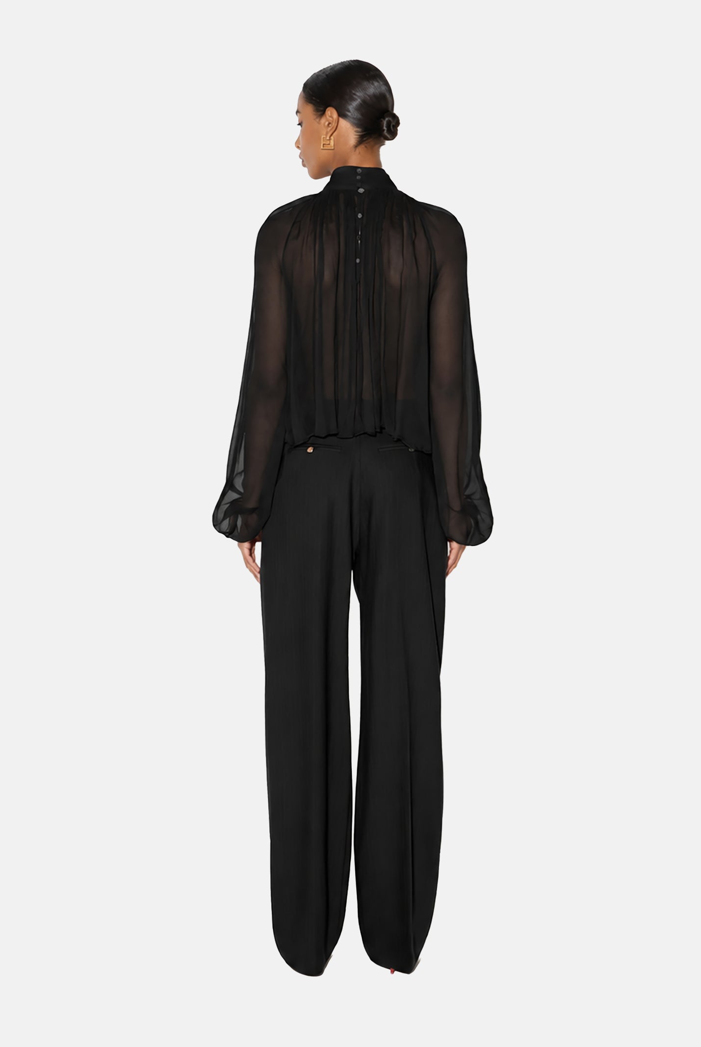ELISABETTA FRANCHI Blusa nera da donna con lavorazioni a pieghe e arricciature. CA18966E2 110 ELISABETTA FRANCHI