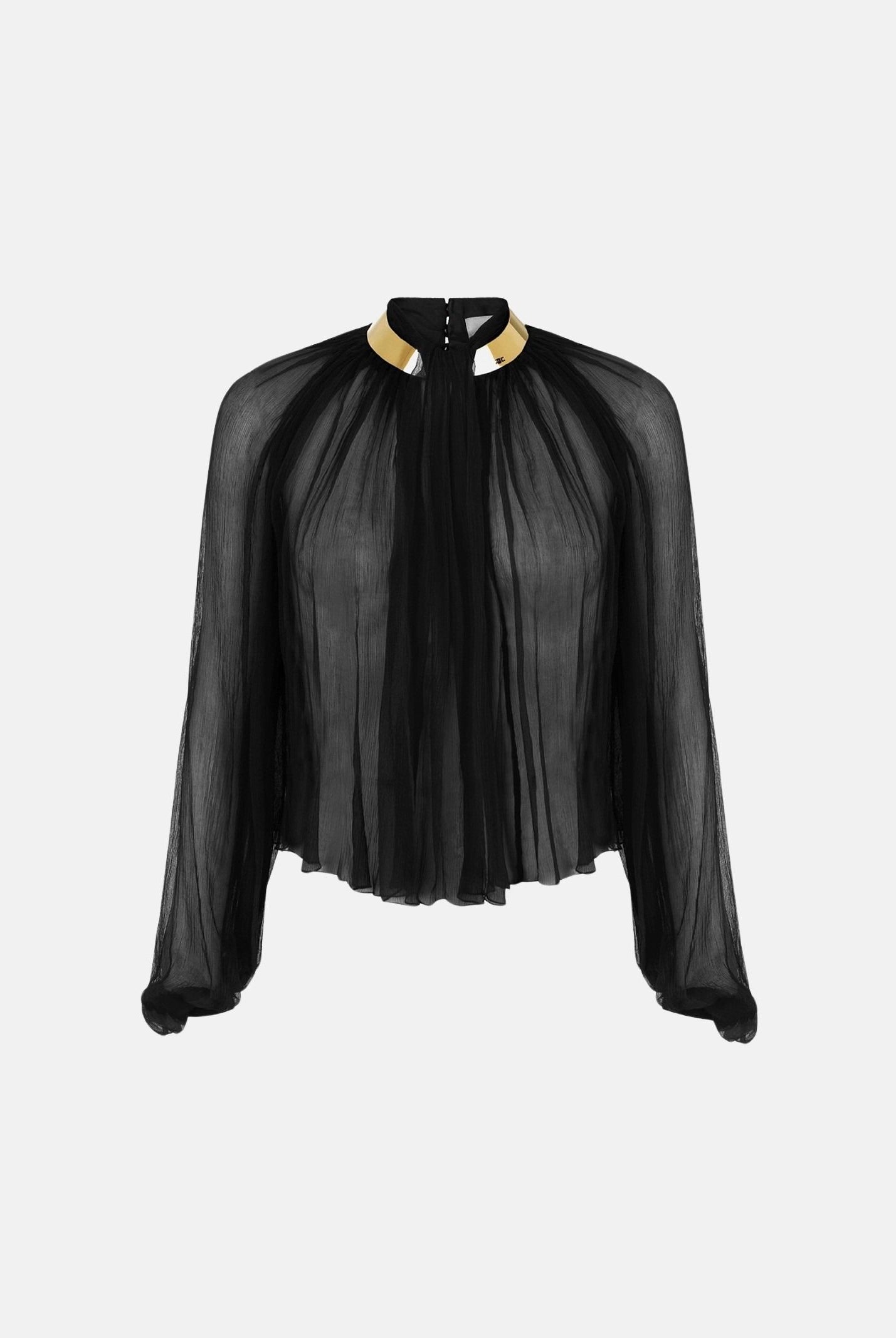 ELISABETTA FRANCHI Blusa nera da donna con lavorazioni a pieghe e arricciature. CA18966E2 110 ELISABETTA FRANCHI