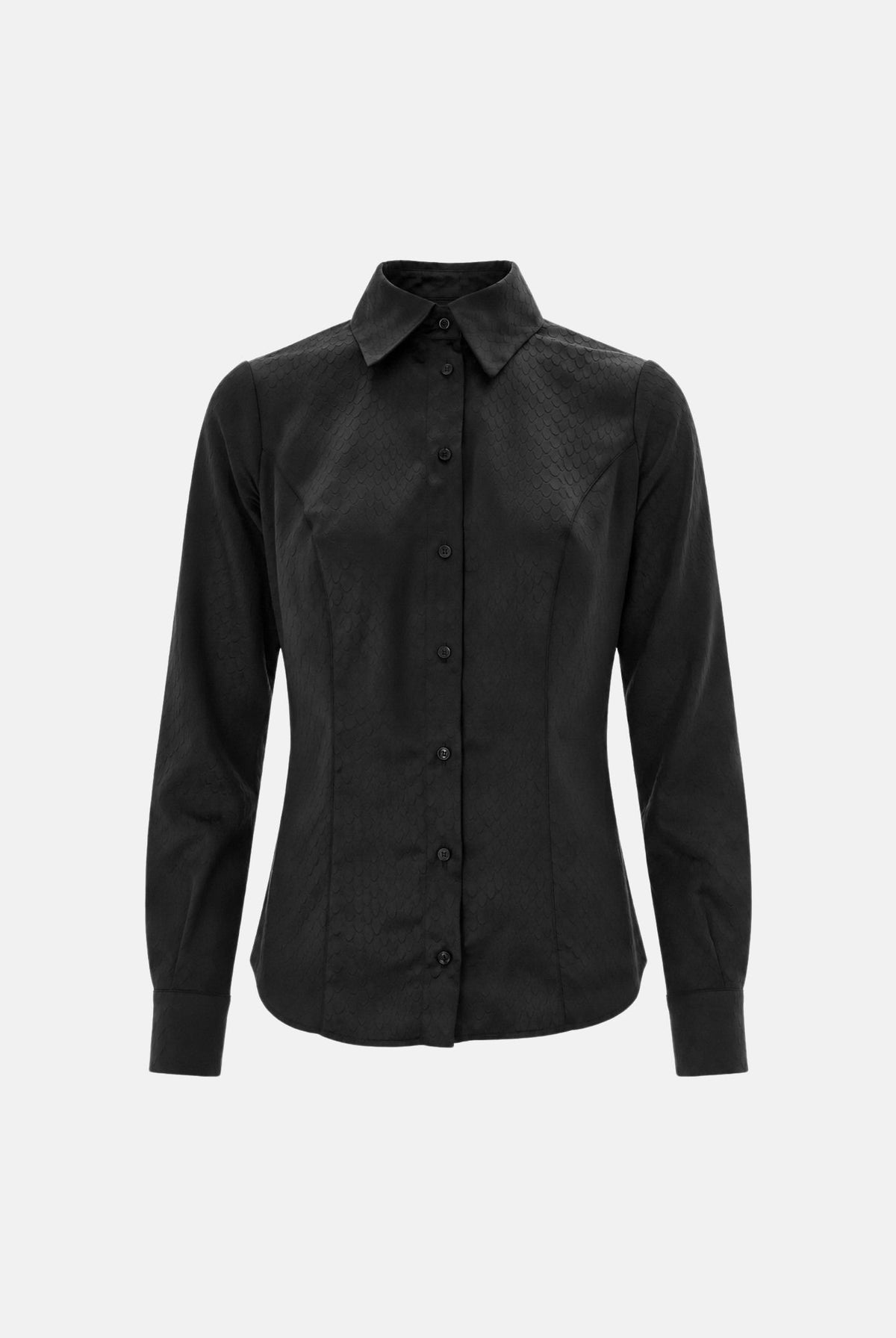 ELISABETTA FRANCHI Camicia manica lunga nera per donna con colletto classico e abbottonatura frontale tono su tono. CA19067E2 110 ELISABETTA FRANCHI