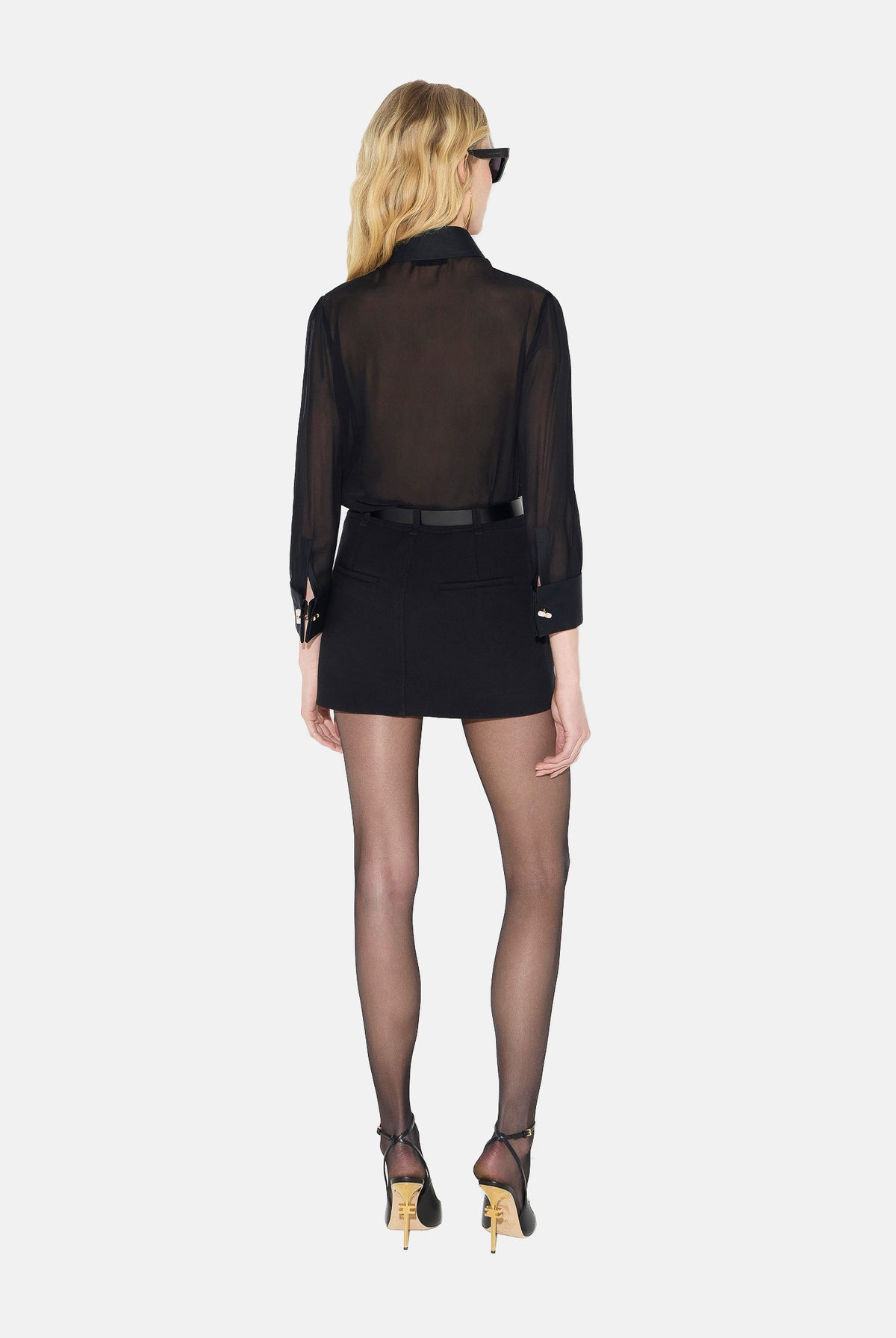 ELISABETTA FRANCHI Blusa elegante nero-burro per donna con volant e dettagli a contrasto. CA21067E2 685 ELISABETTA FRANCHI