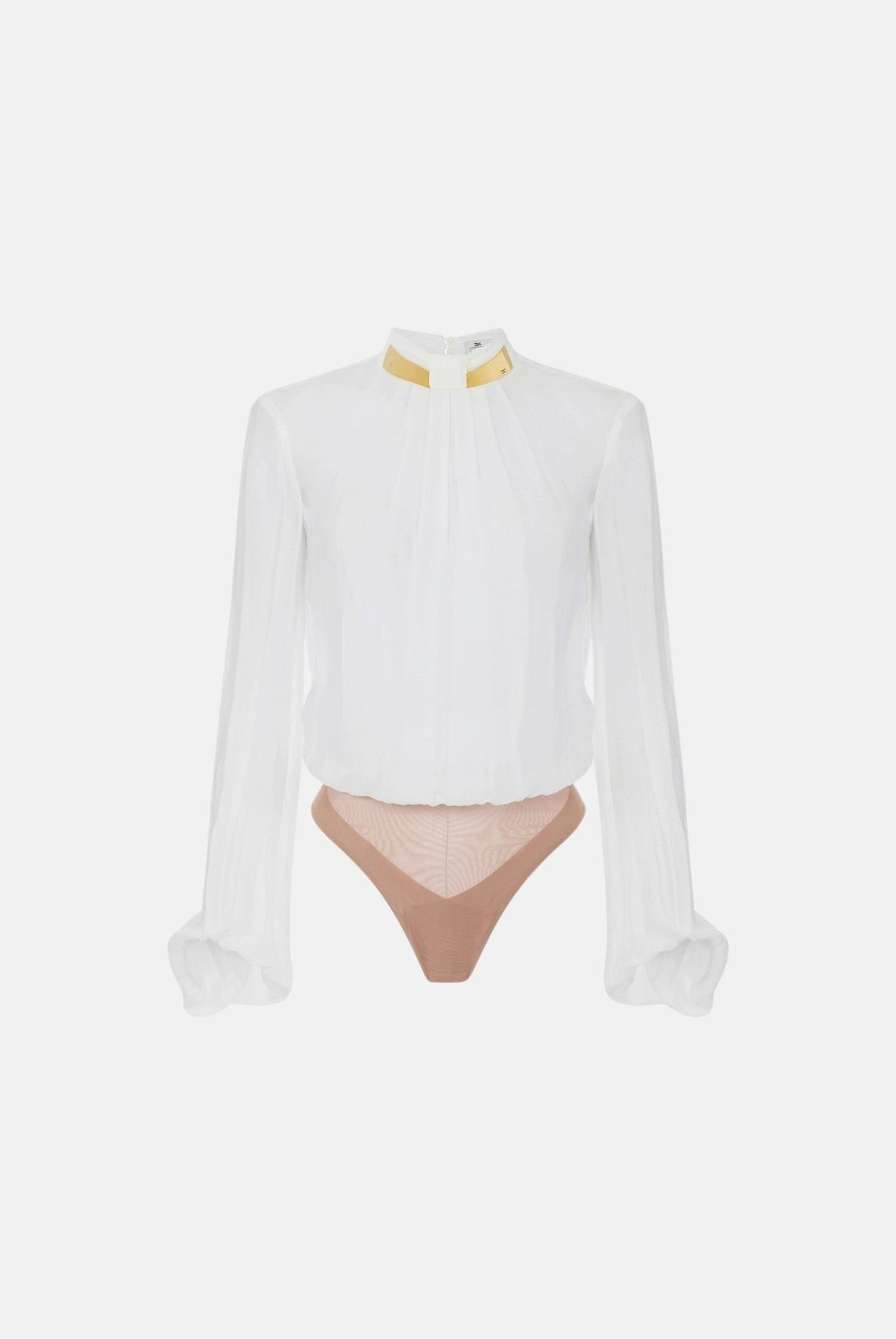 ELISABETTA FRANCHI Body in GEORGETTE avorio, bianco da donna con collo gioiello CB00766E2 360 ELISABETTA FRANCHI