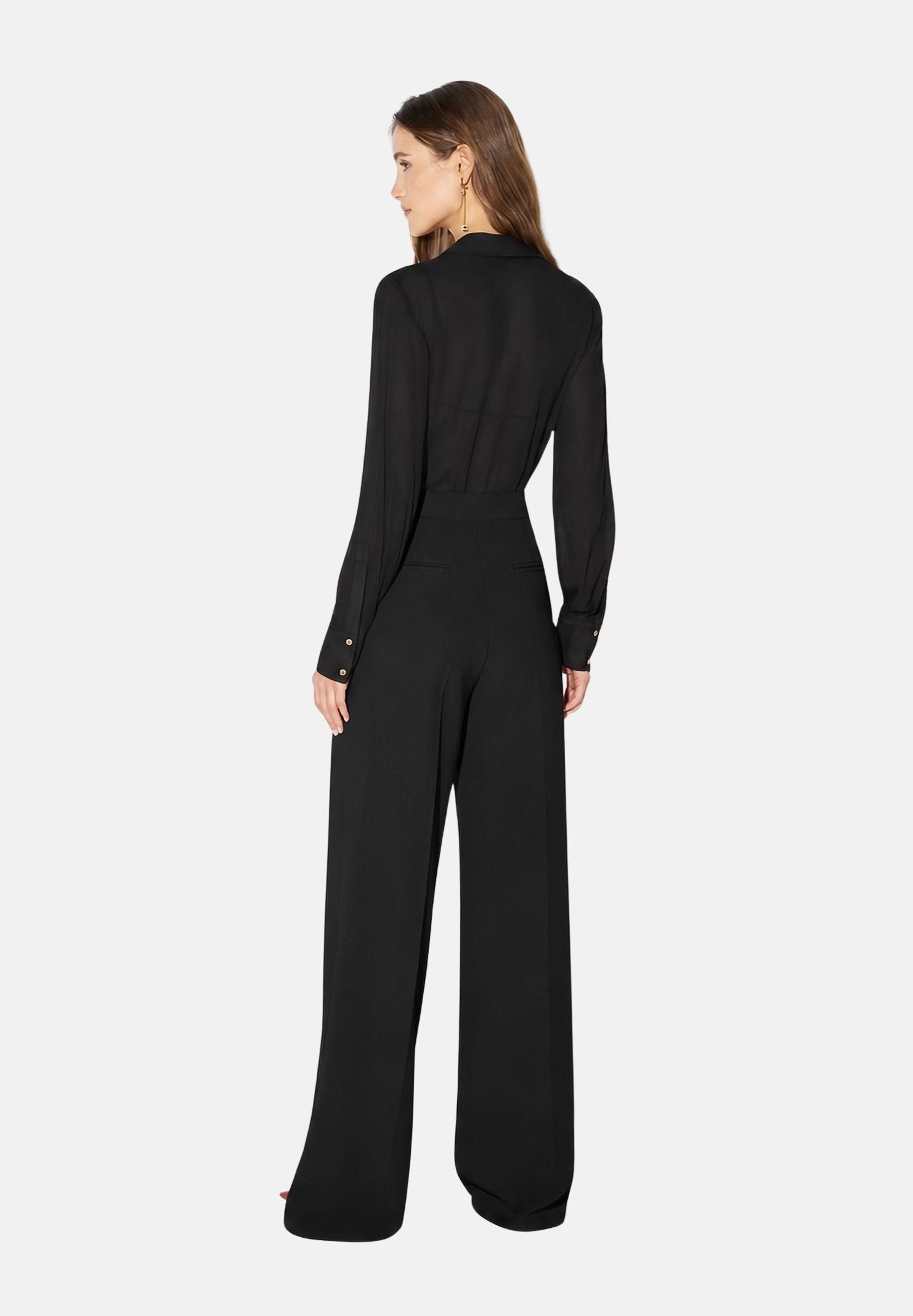 ELISABETTA FRANCHI Body in GEORGETTE nero da donna con catena gioiello CB00966E2 110 ELISABETTA FRANCHI