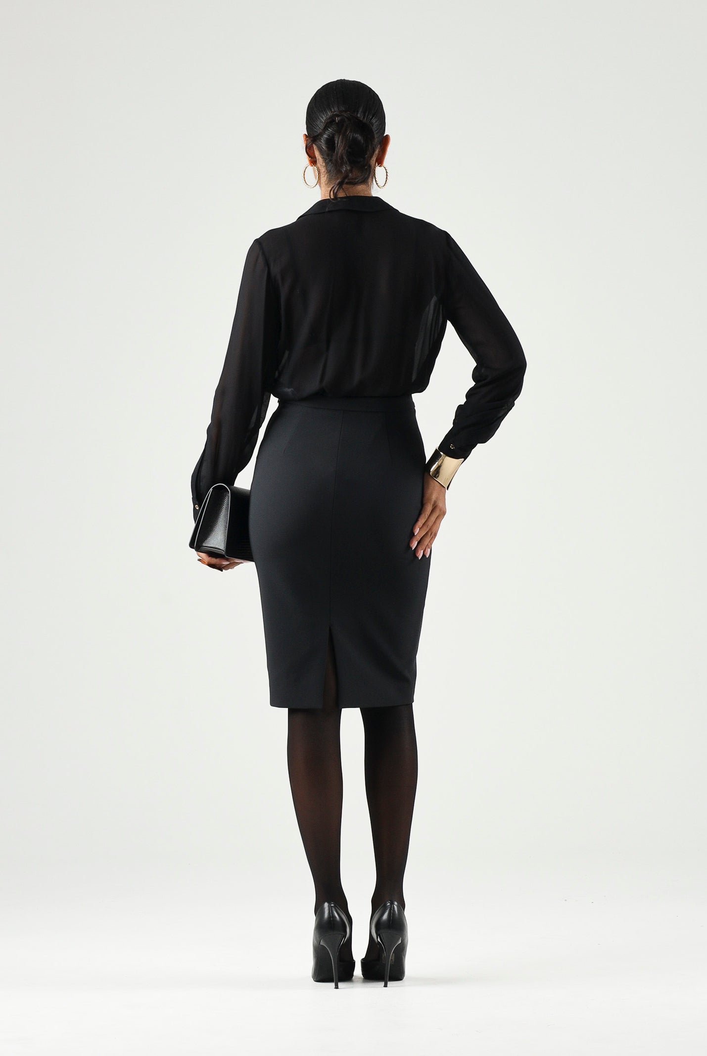 ELISABETTA FRANCHI Body in GEORGETTE nero da donna con catena gioiello CB00966E2 110 ELISABETTA FRANCHI