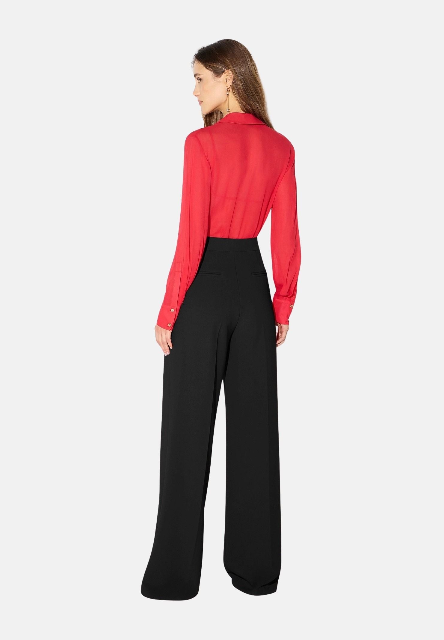 ELISABETTA FRANCHI Body in GEORGETTE Red Passion, rosso da donna con catena gioiello CB00966E2 CG5 ELISABETTA FRANCHI