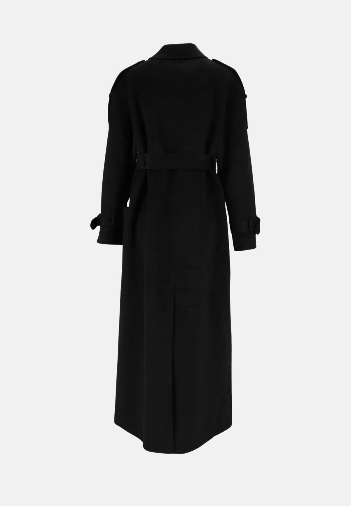 ELISABETTA FRANCHI Cappotto lungo nero da donna con cintura in vita e bottoni dorati a doppio petto CP02D66E2 110 ELISABETTA FRANCHI