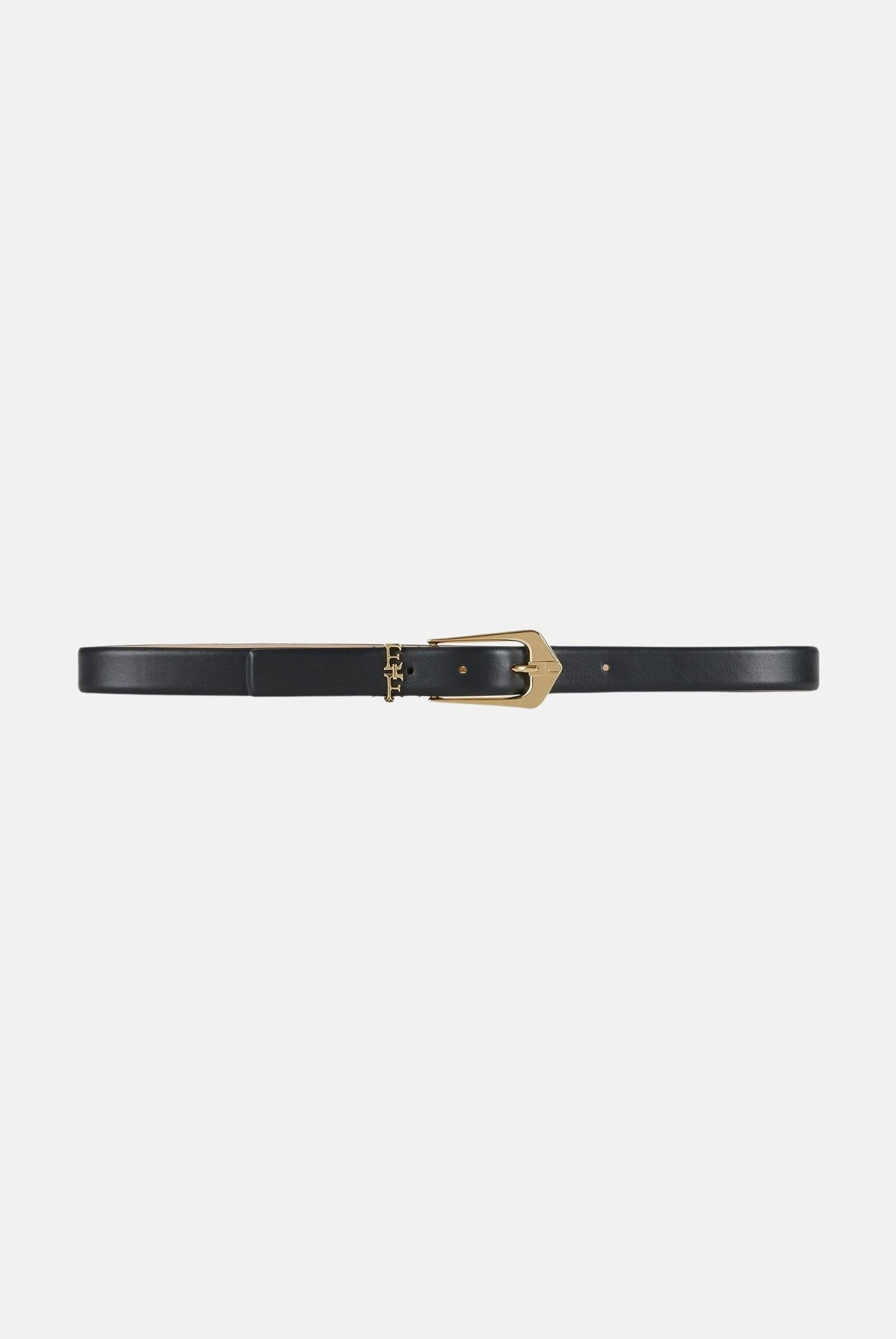 ELISABETTA FRANCHI Cintura in pelle nera da donna con fibbia e dettagli dorati. CT31S66E2 110 ELISABETTA FRANCHI
