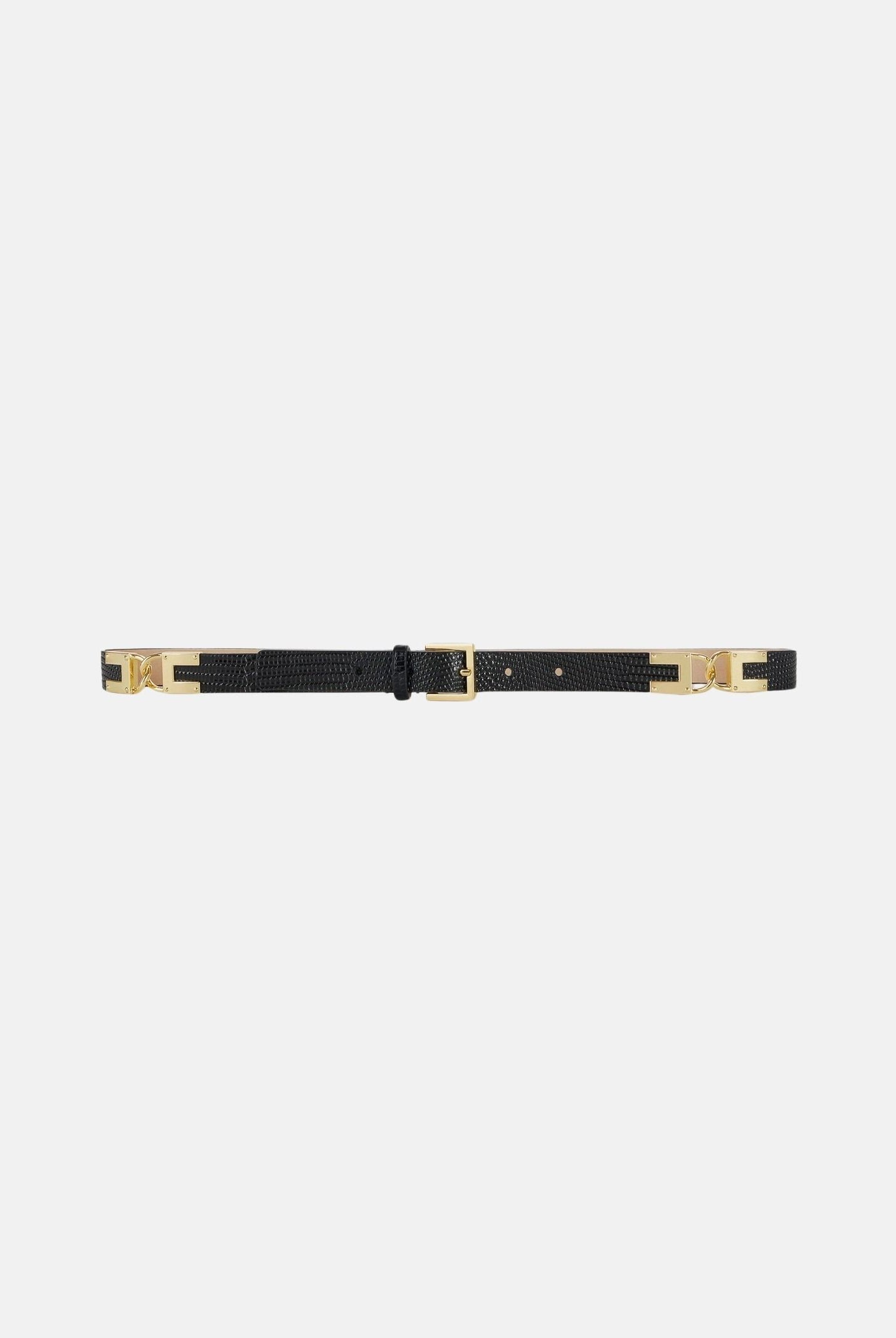 ELISABETTA FRANCHI Cintura LEATHER BELT WITH LIZARD PRINT colore nero, da donna. CT54S66E2 110 ELISABETTA FRANCHI