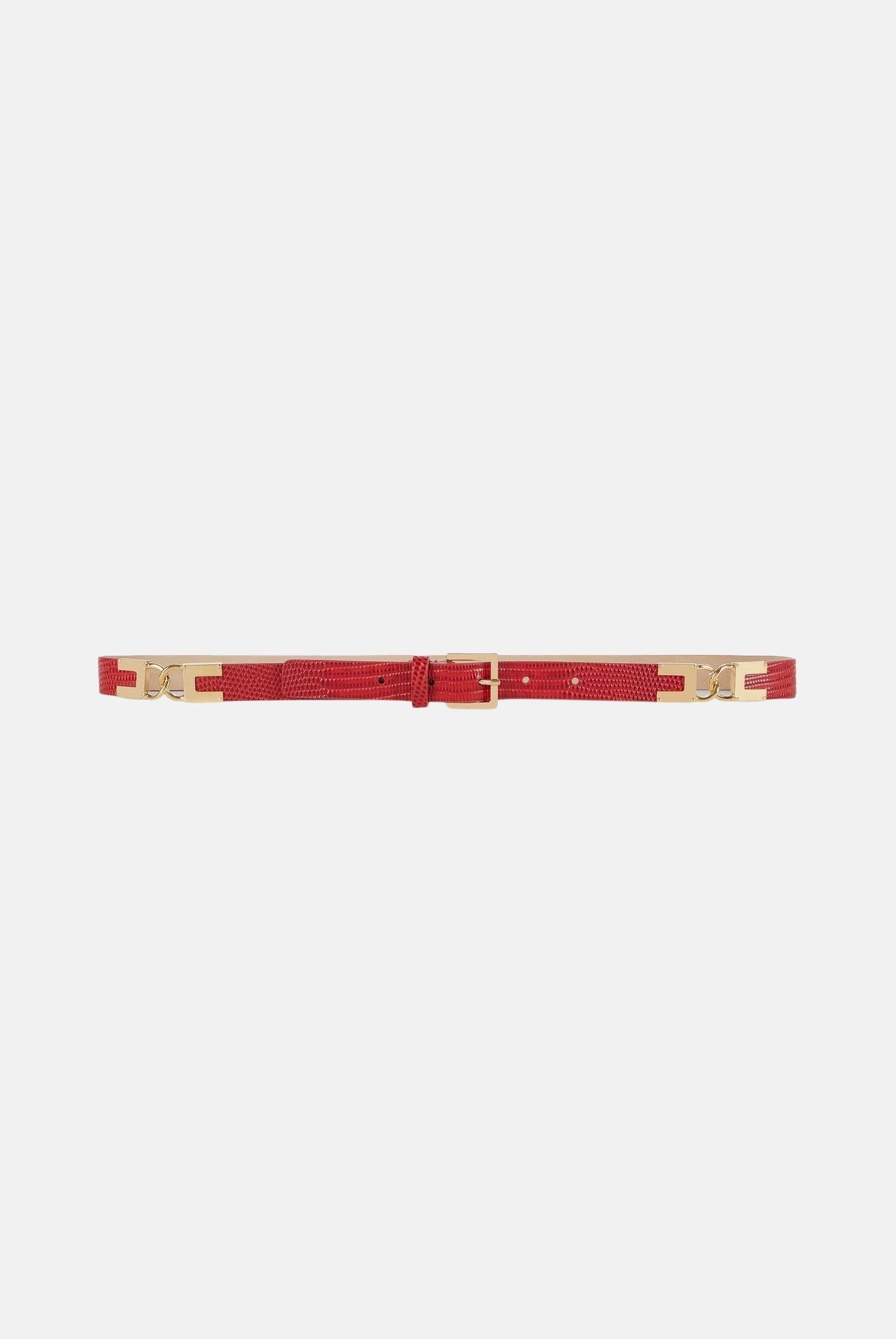 ELISABETTA FRANCHI Cintura LEATHER BELT colore Red Passion, rosso, da donna con stampa effetto lucertola. CT54S66E2 CG5 ELISABETTA FRANCHI