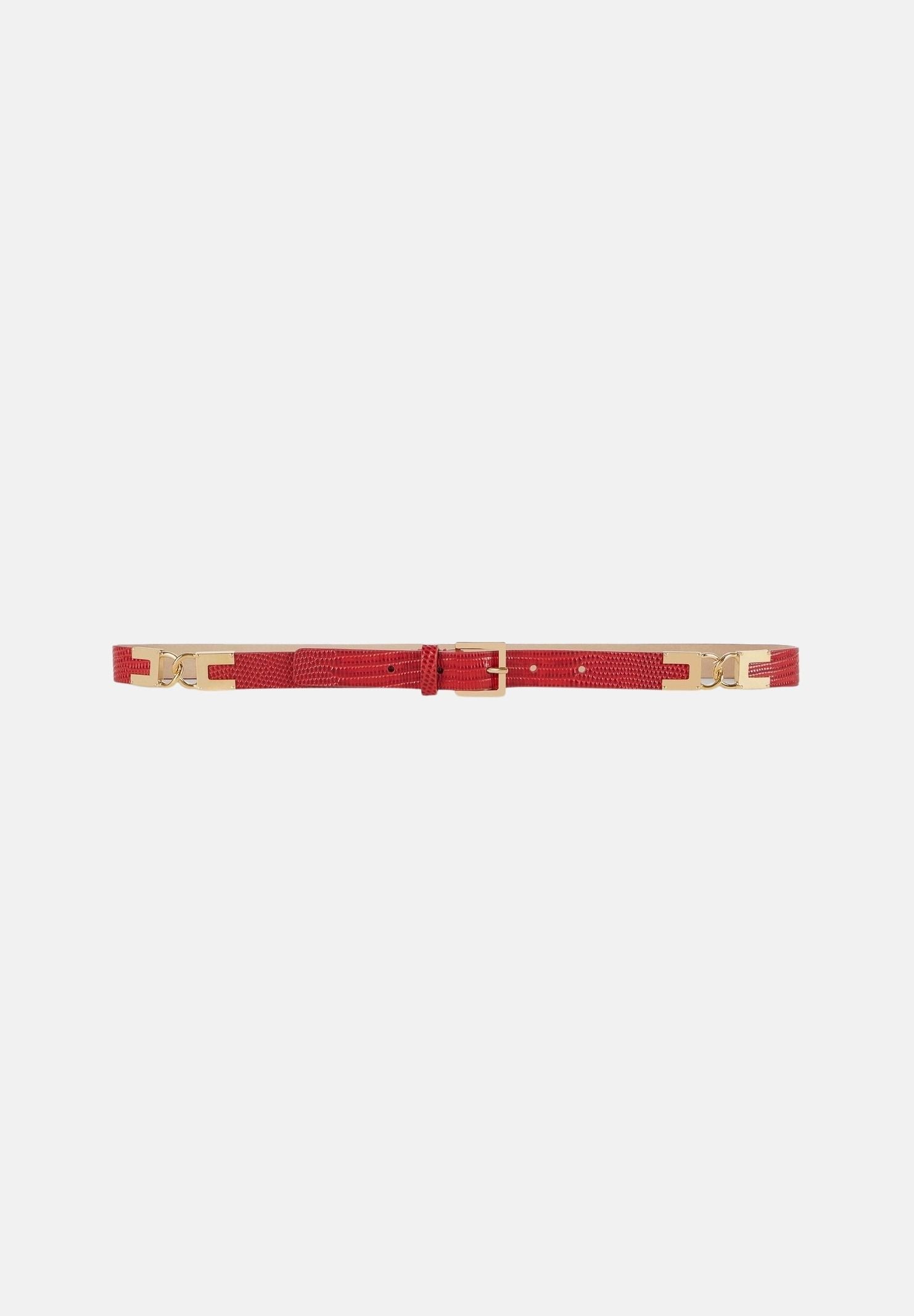 ELISABETTA FRANCHI Cintura LEATHER BELT colore Red Passion, rosso, da donna con stampa effetto lucertola. CT54S66E2 CG5 ELISABETTA FRANCHI