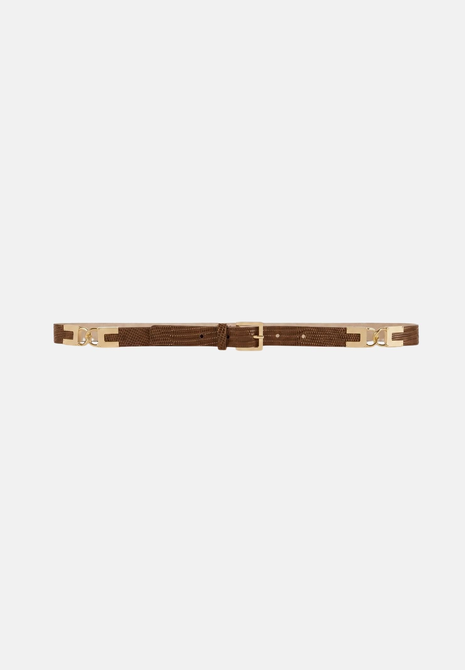 ELISABETTA FRANCHI Cintura in pelle sigaro-marrone da donna con stampa lucertola CT54S66E2 FK3 ELISABETTA FRANCHI