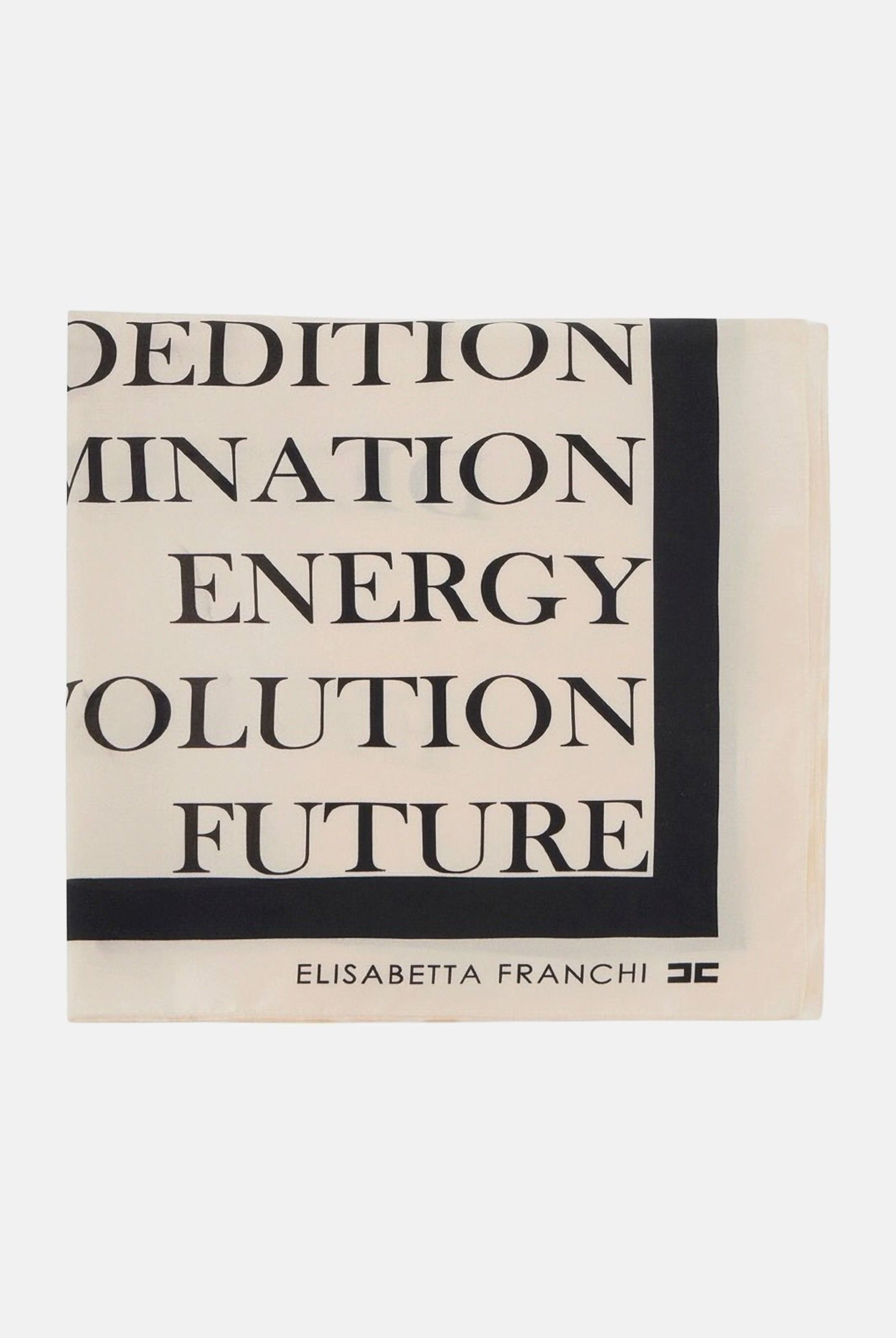 ELISABETTA FRANCHI Foulard burro e nero da donna con stampa lettering FO19F61E2 E84 ELISABETTA FRANCHI