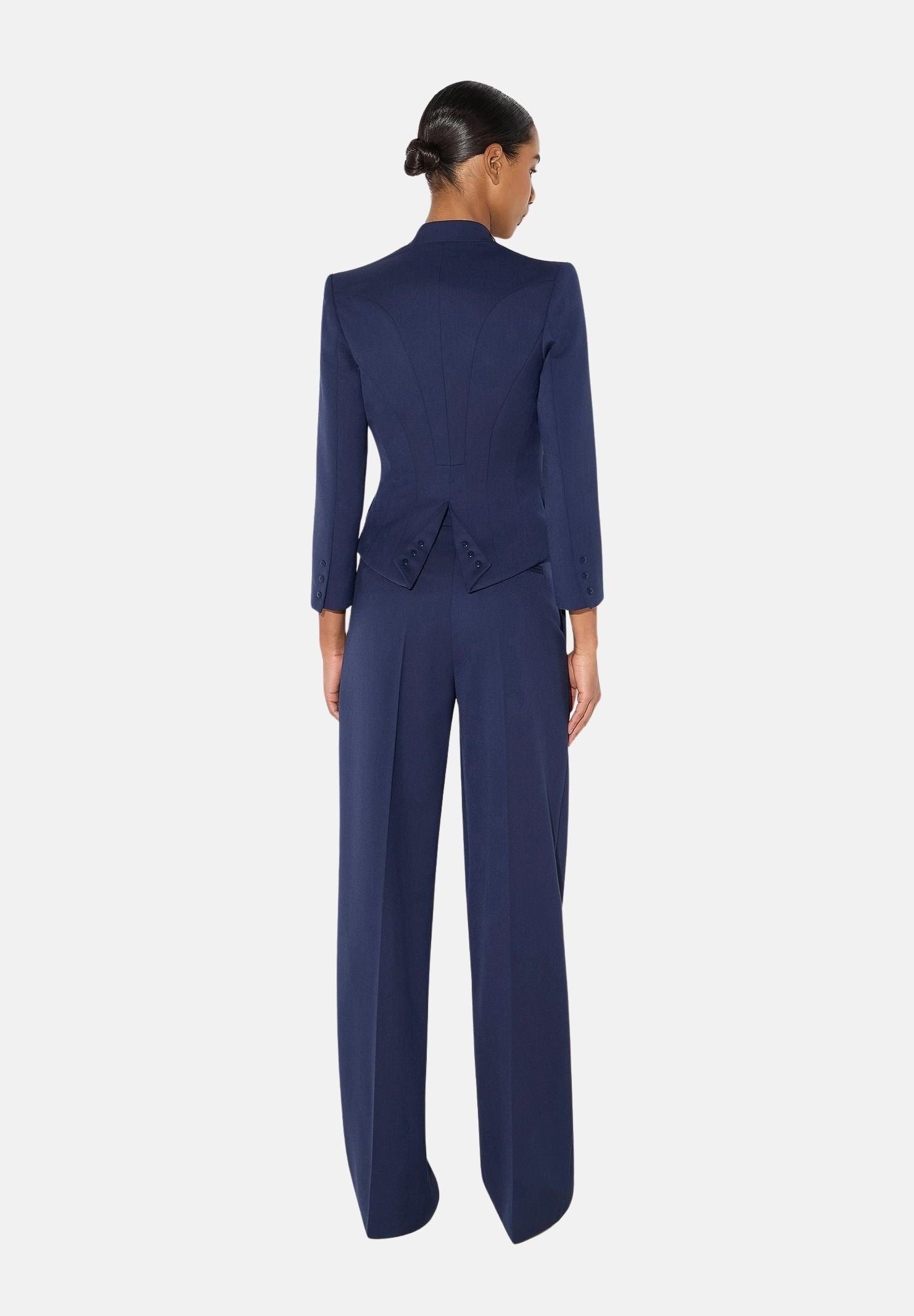 ELISABETTA FRANCHI Giacca in GAMBARDINA navy blu da donna con placca dorata. GI24966E2 B75 ELISABETTA FRANCHI