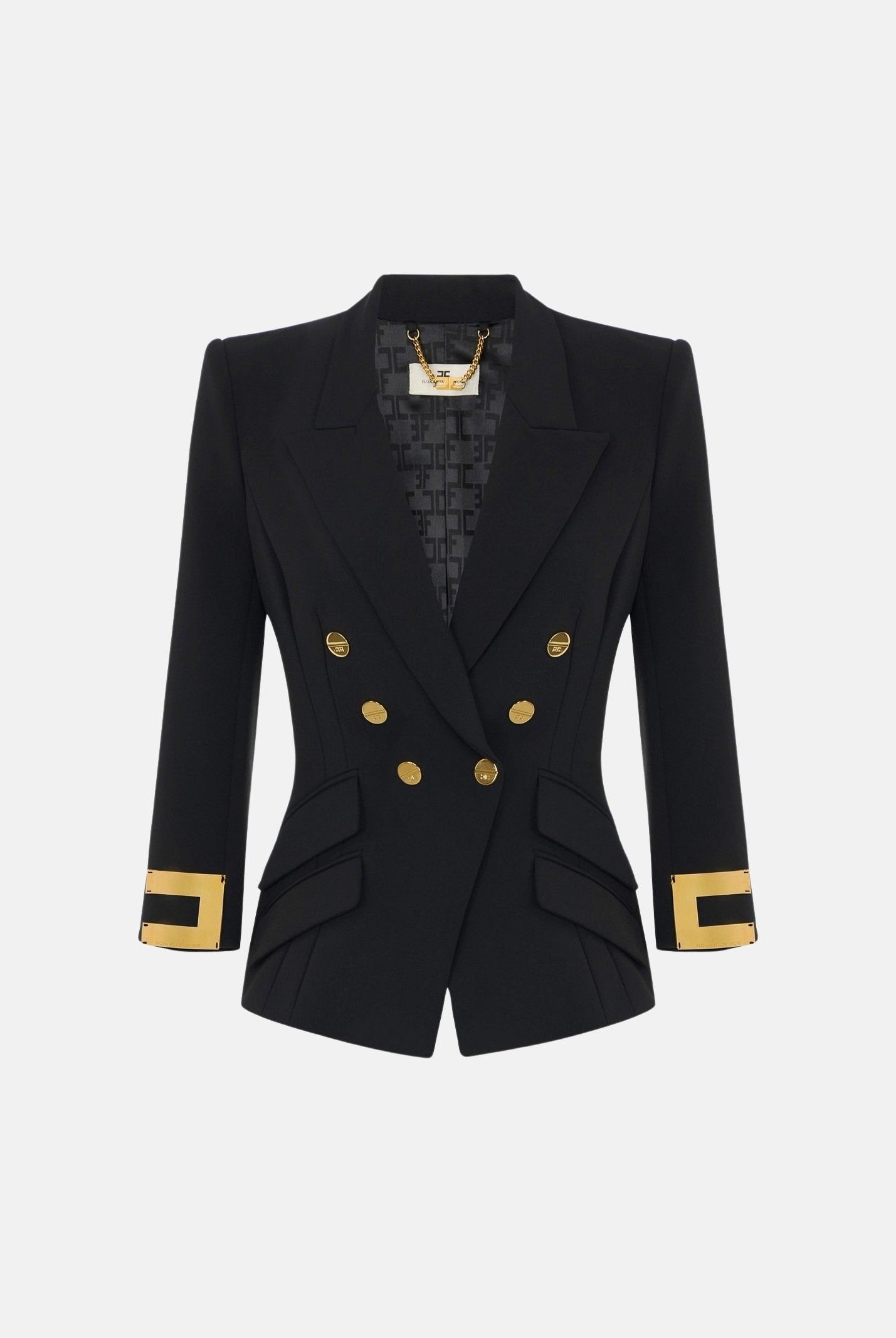 ELISABETTA FRANCHI Giacca IN DOPPIO CRÊPE stretch nero da donna GI26866E2 110 ELISABETTA FRANCHI