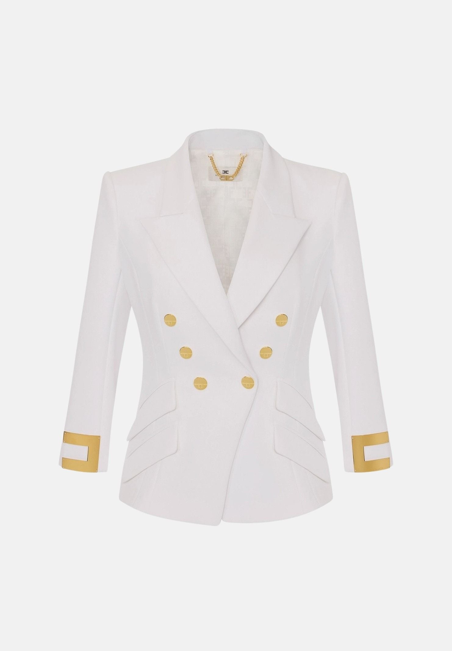 ELISABETTA FRANCHI Giacca IN DOPPIO CRÊPE STRETCH avorio da donna GI26866E2 360 ELISABETTA FRANCHI