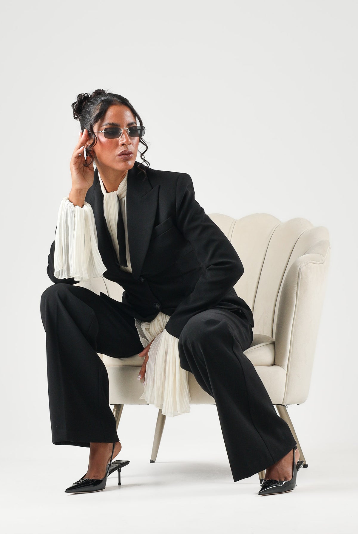 ELISABETTA FRANCHI Giacca IN CRÊPE monopetto nero da donna con dettaglio criss-cross sul retro GI27366E2 110 ELISABETTA FRANCHI