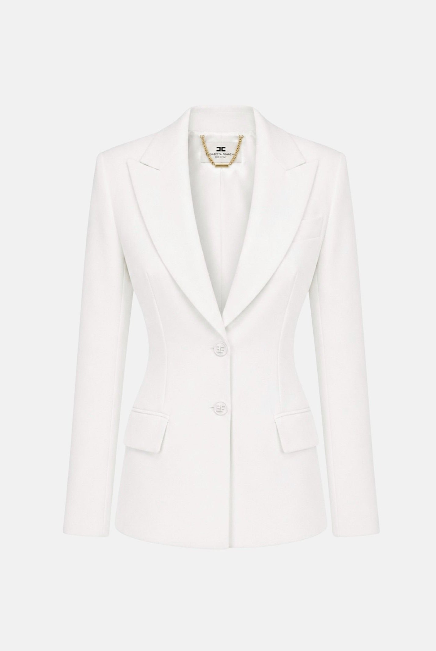 ELISABETTA FRANCHI Giacca avorio-bianca da donna con retro corsetto a lacci incrociati. GI27366E2 360 ELISABETTA FRANCHI