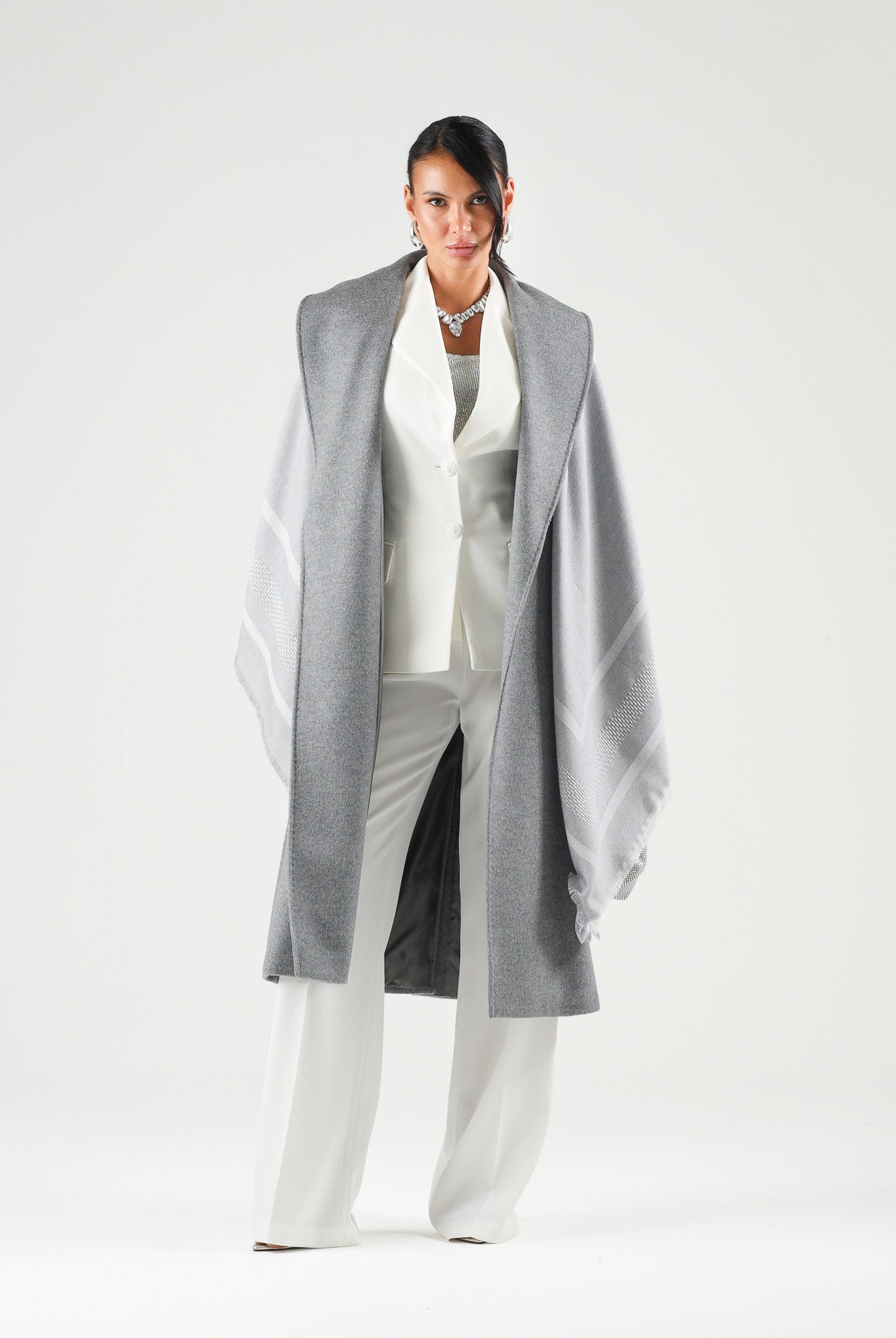 ELISABETTA FRANCHI Giacca avorio-bianca da donna con retro corsetto a lacci incrociati. GI27366E2 360 ELISABETTA FRANCHI